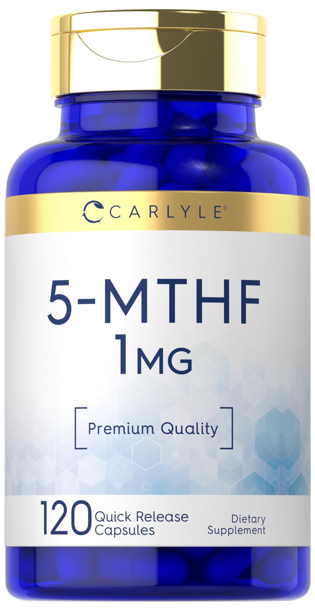 Carlyle 5-MTHF Folic Acid Capsules 60 count front view