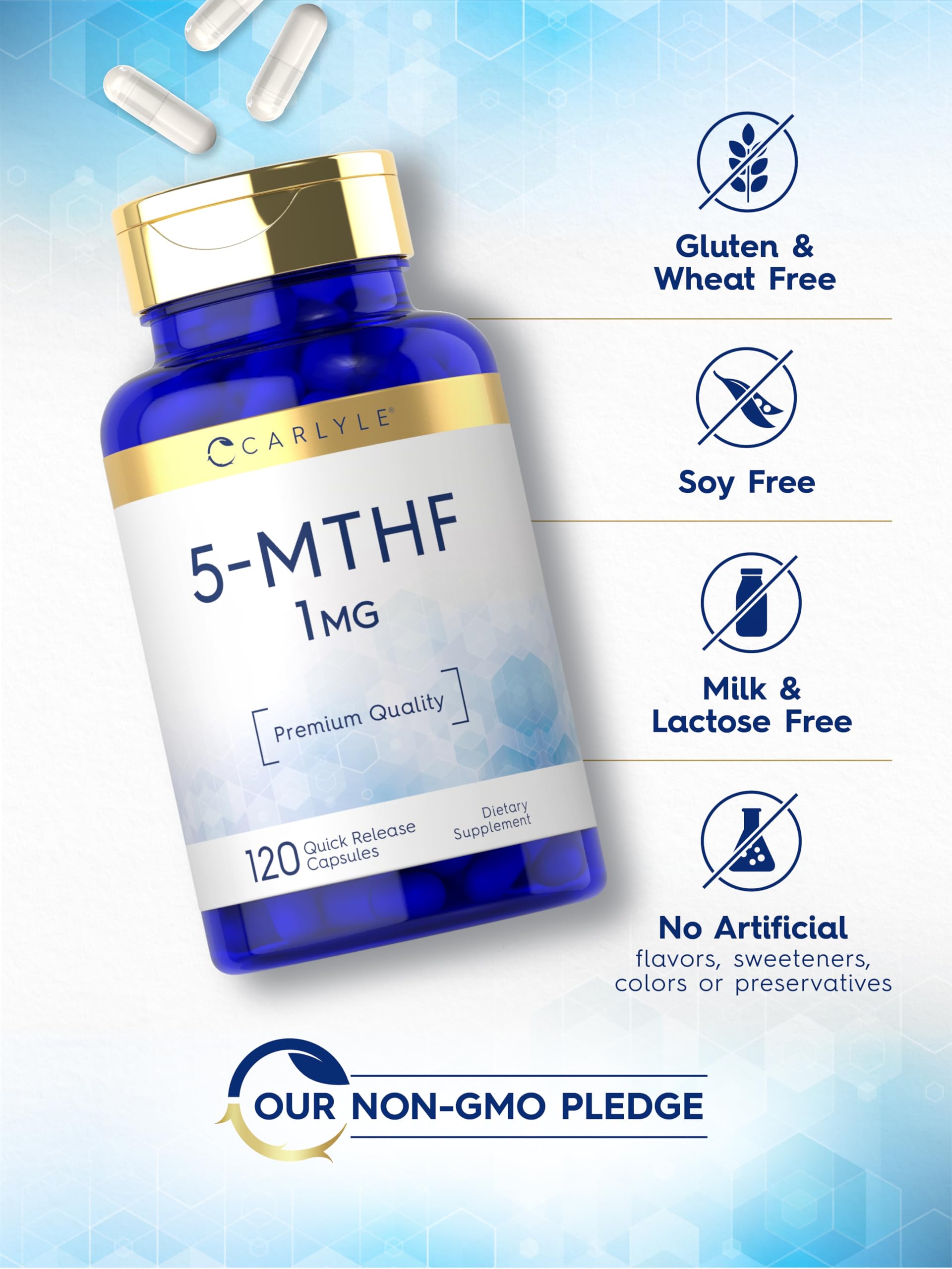 Carlyle 5-MTHF Folic Acid Capsules close-up of capsules