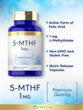 Carlyle 5-MTHF Folic Acid Capsules on a wooden table