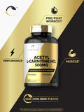 Carlyle Acetyl L-Carnitine 500mg capsules on a wooden table