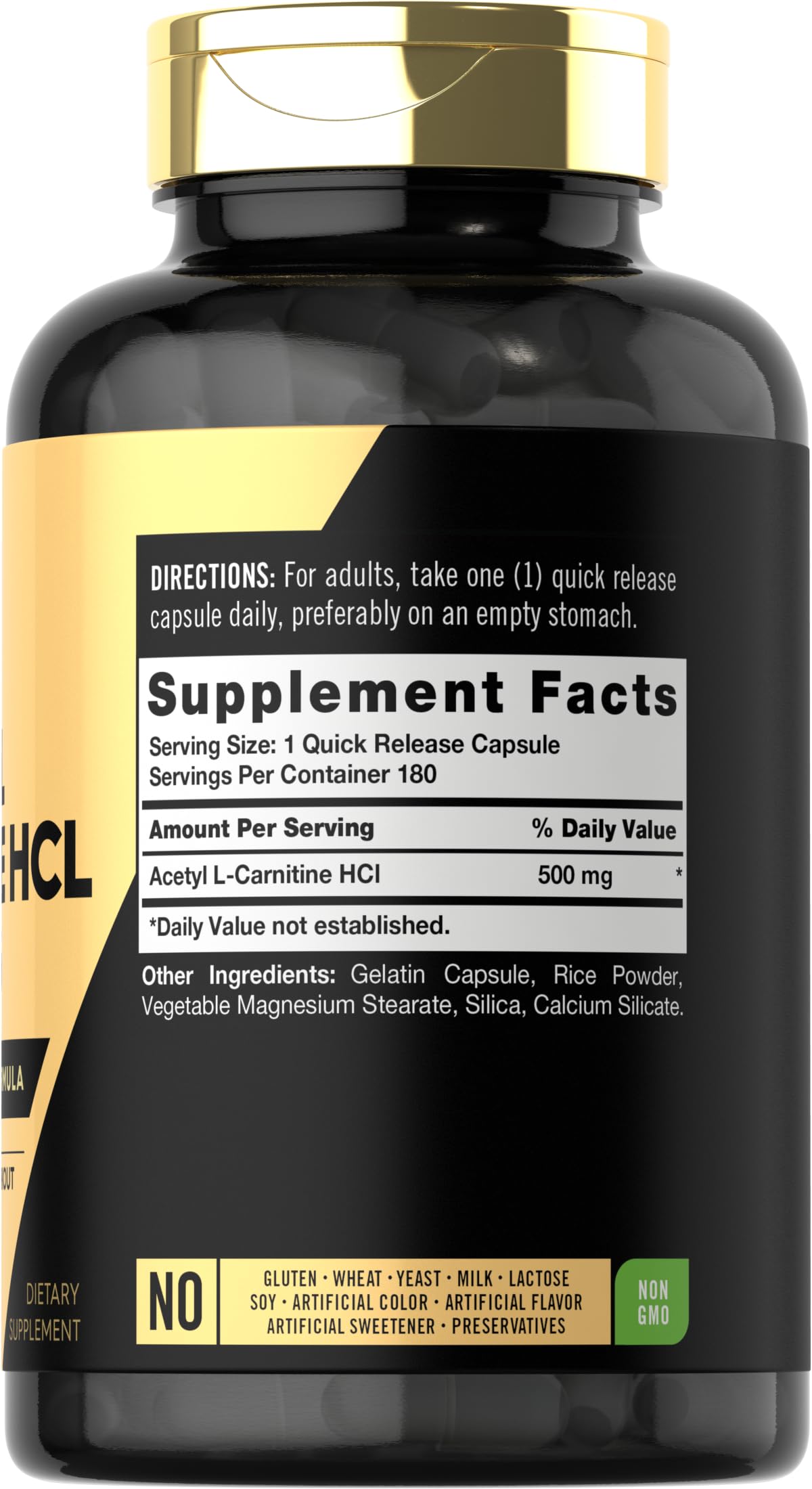 Carlyle Acetyl L-Carnitine 500mg capsules side view