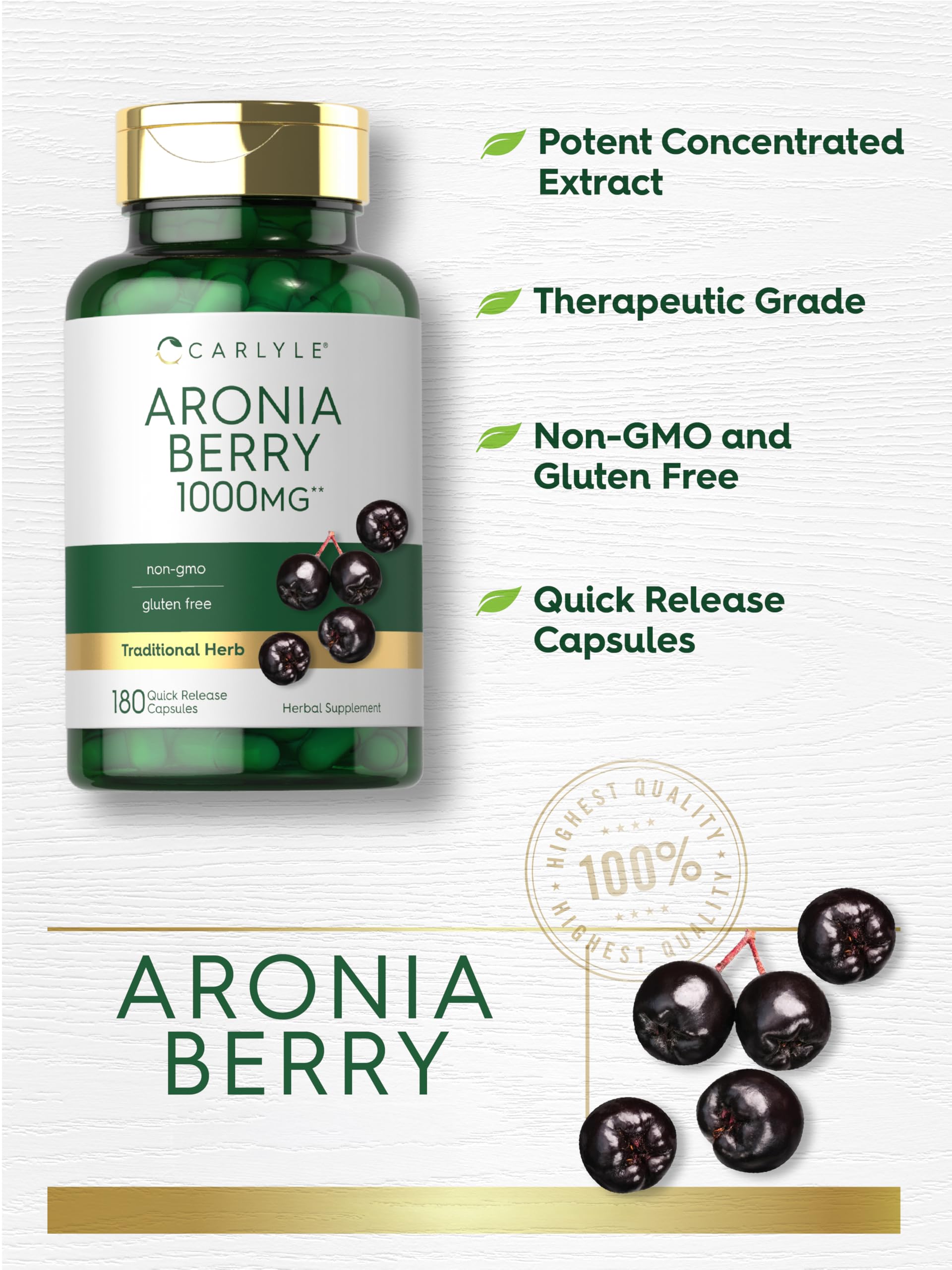 Carlyle Aronia Berry Capsules side view of packaging