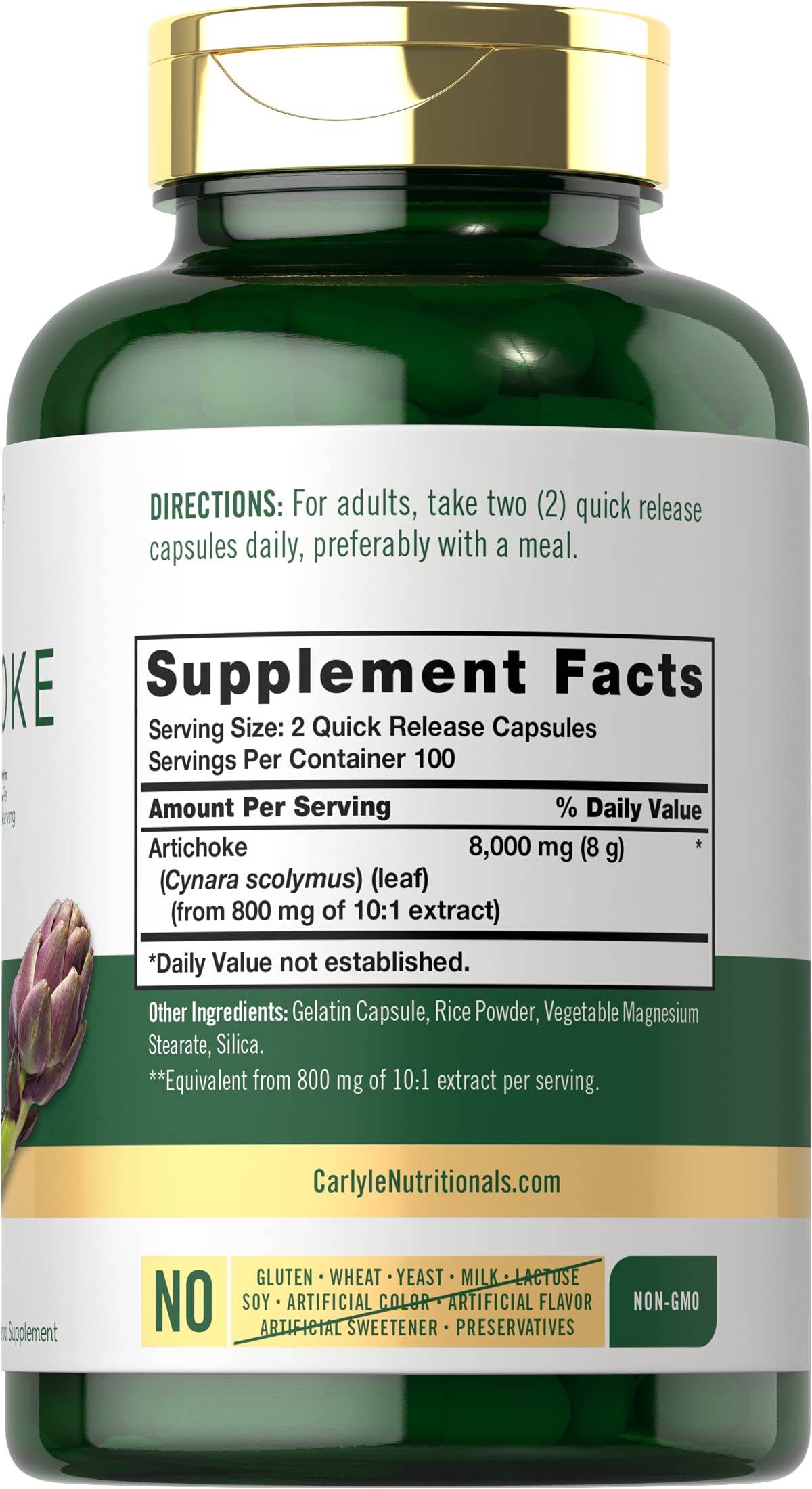 Carlyle Artichoke Leaf Extract Capsules bottle with label