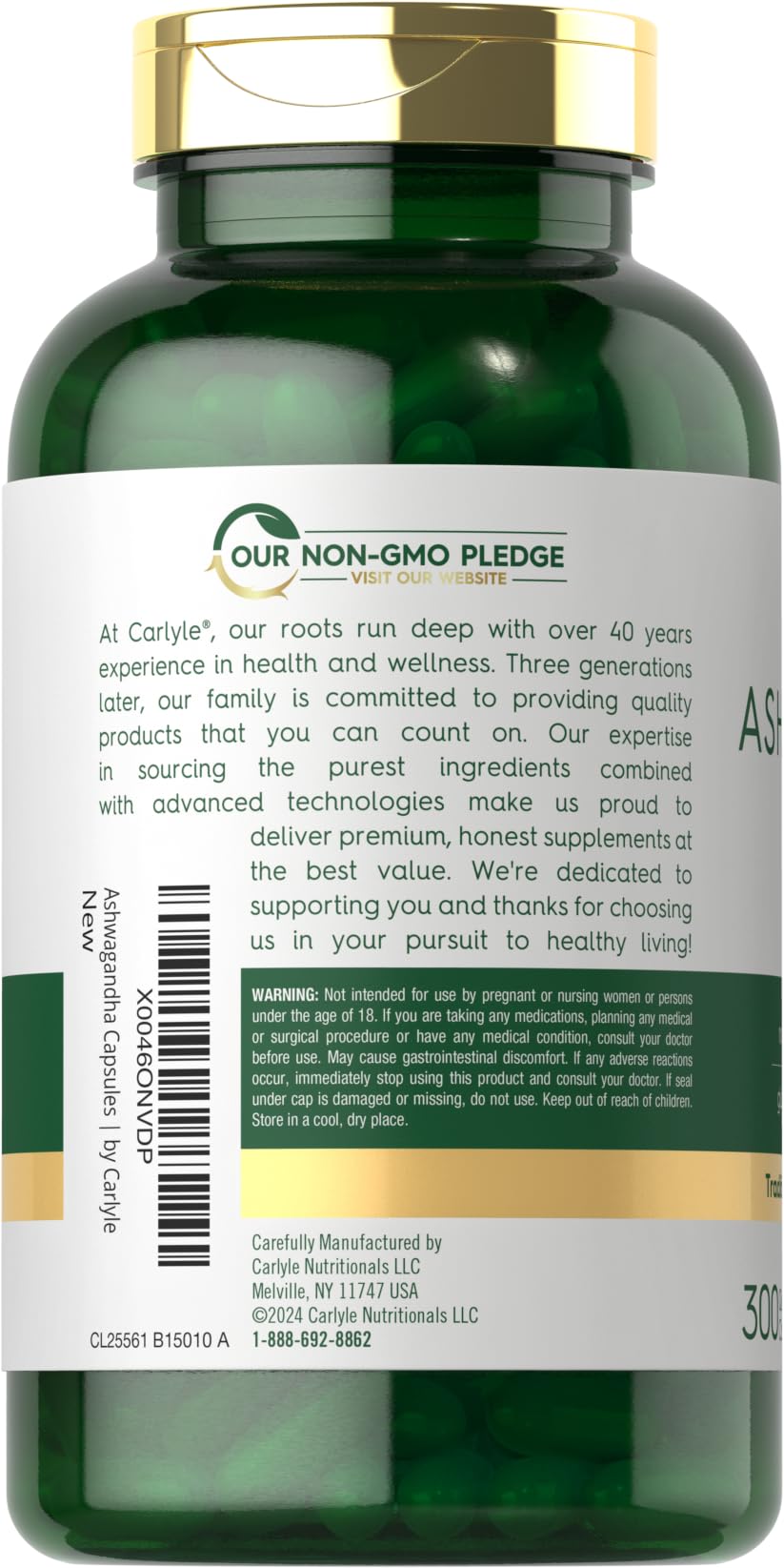 Carlyle Ashwagandha Root Capsules bottle with label