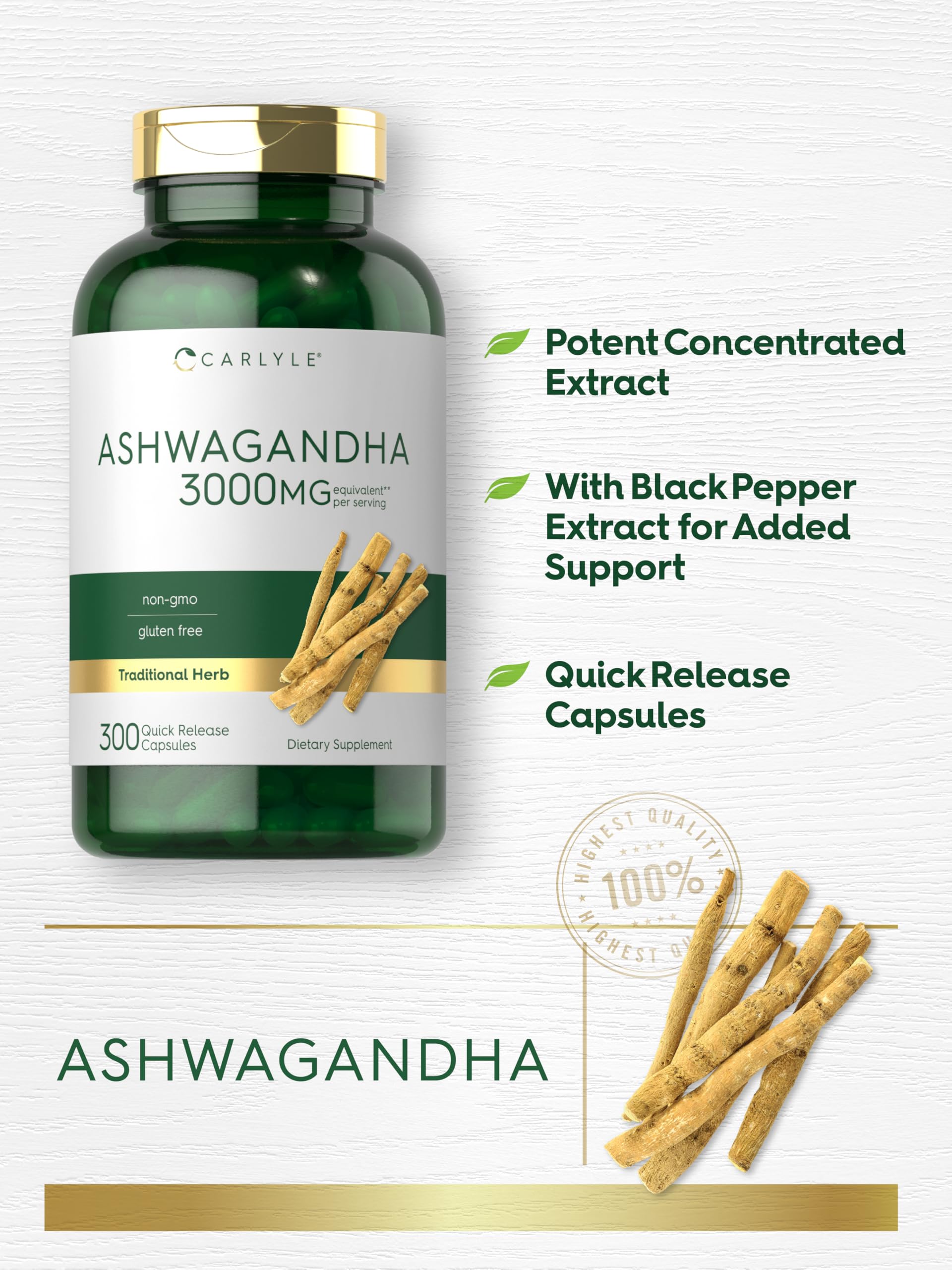 Carlyle Ashwagandha Root Capsules opened bottle