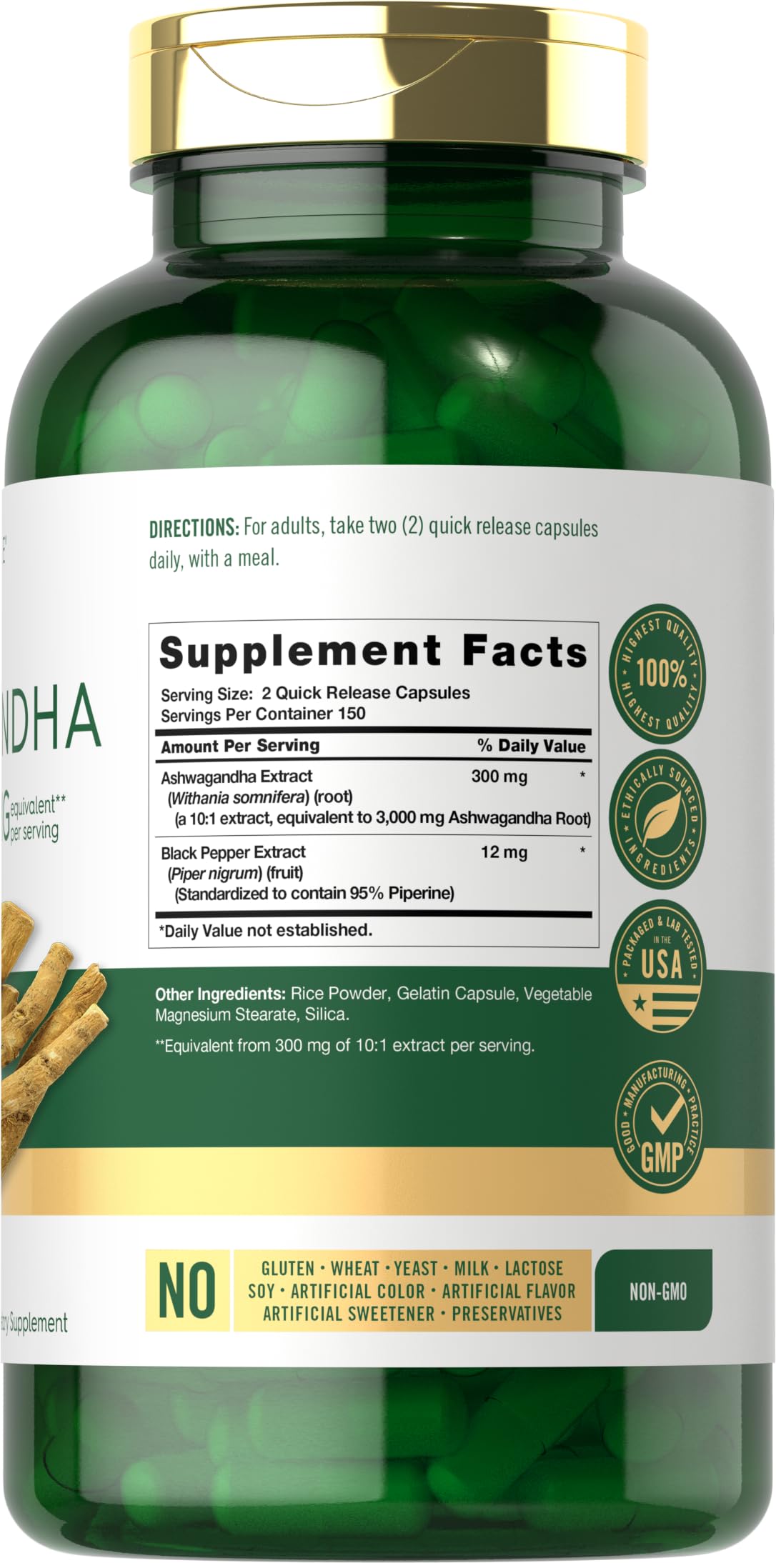 Carlyle Ashwagandha Root Capsules side view