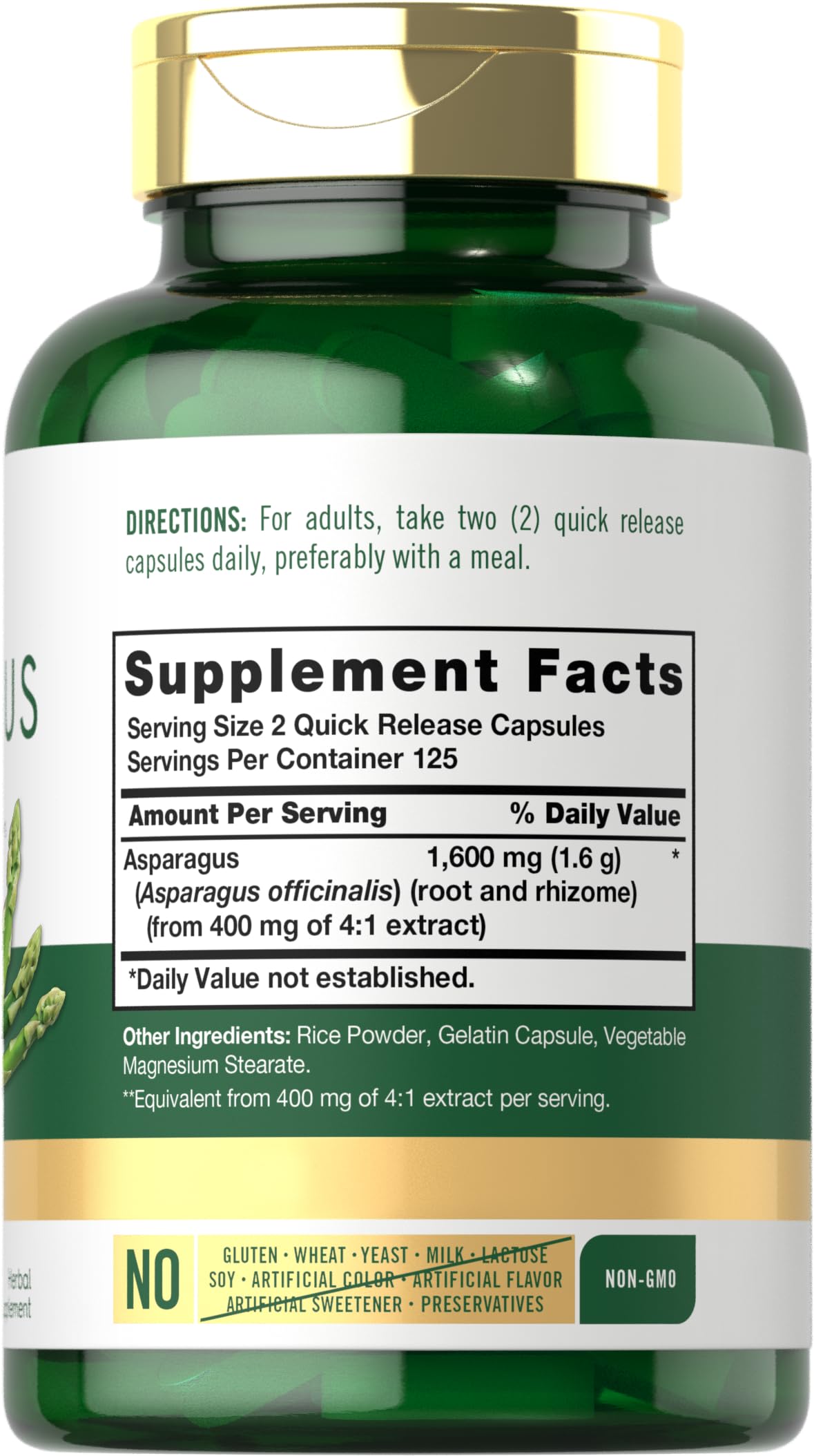 Carlyle Asparagus Extract Supplement bottle back view