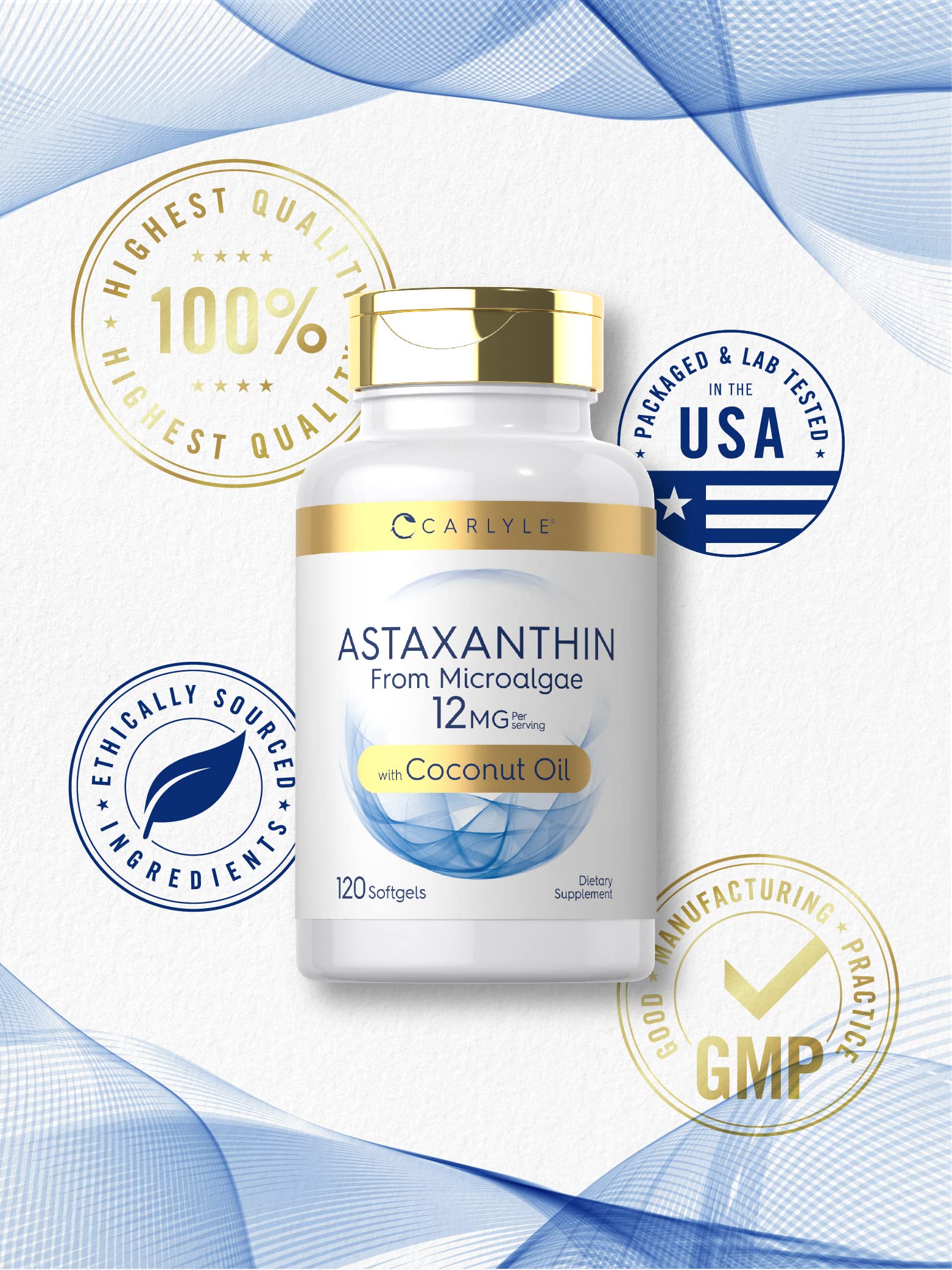 Carlyle Astaxanthin Softgels 12mg back view packaging