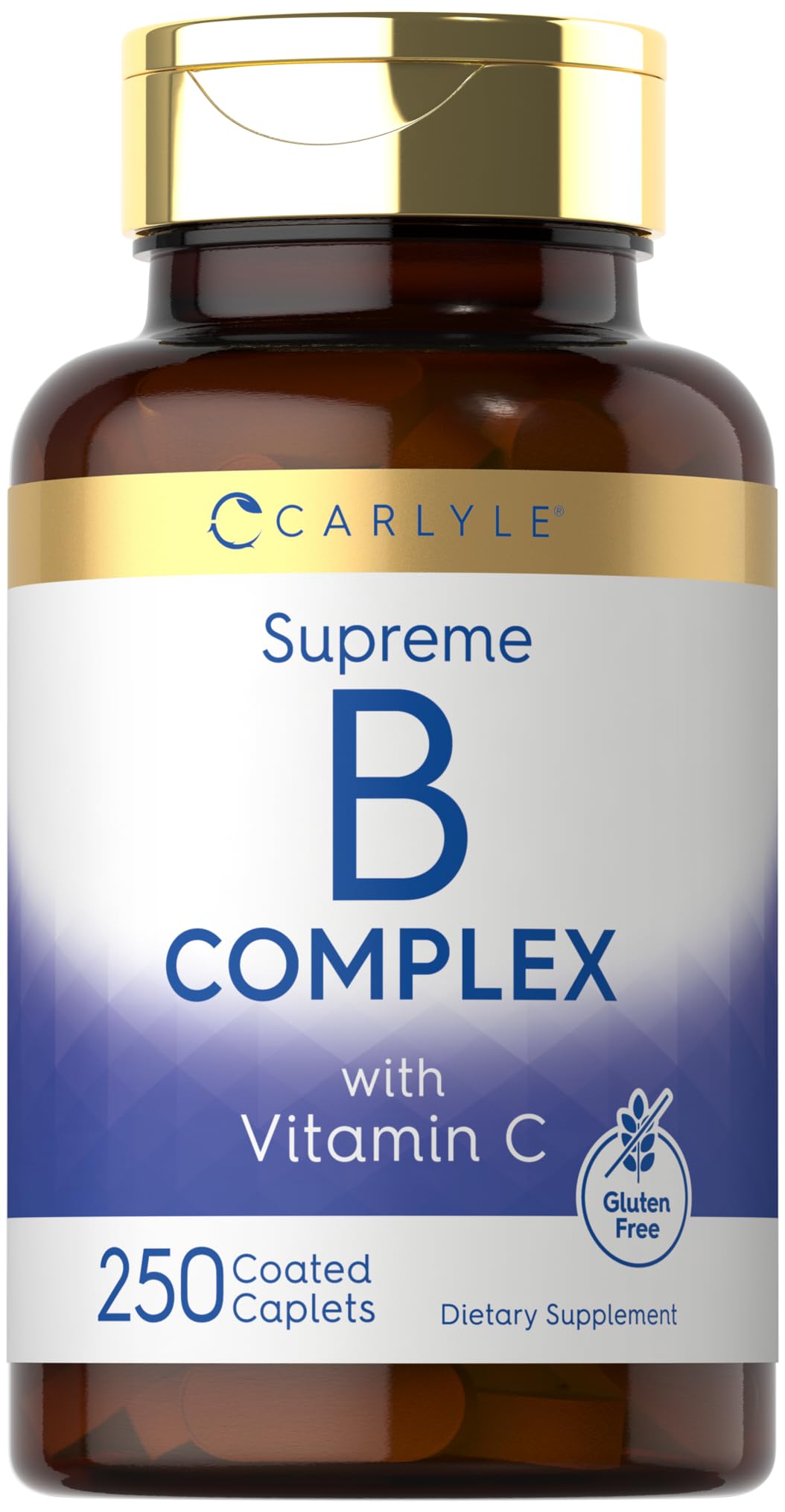 Carlyle B-Complex Vitamins 200mg vegetarian caplets front view
