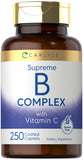 Carlyle B-Complex Vitamins 200mg vegetarian caplets front view