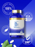 Carlyle B1 Thiamine 500mg caplets packaging dimensions