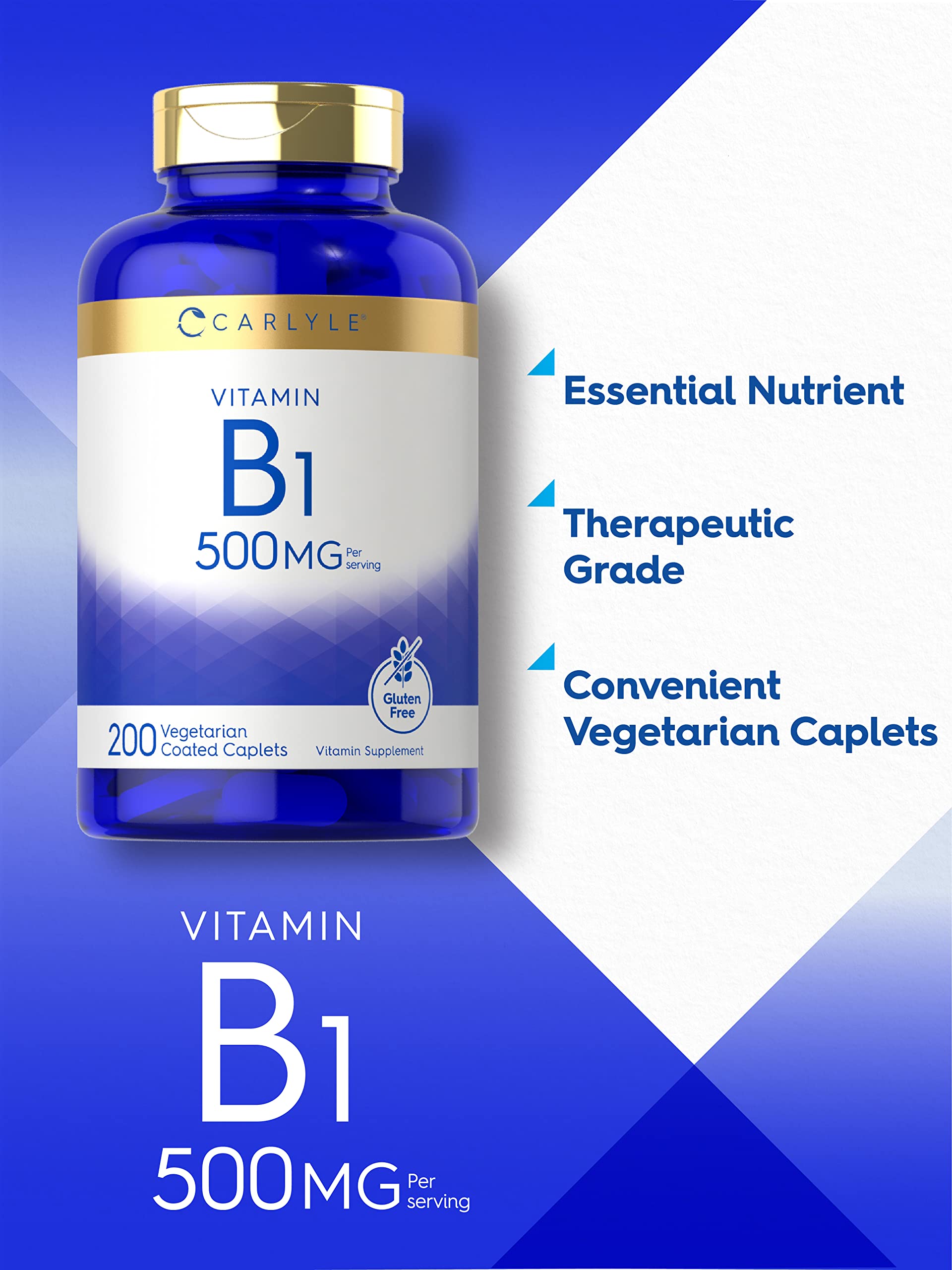 Carlyle B1 Thiamine 500mg caplets side view