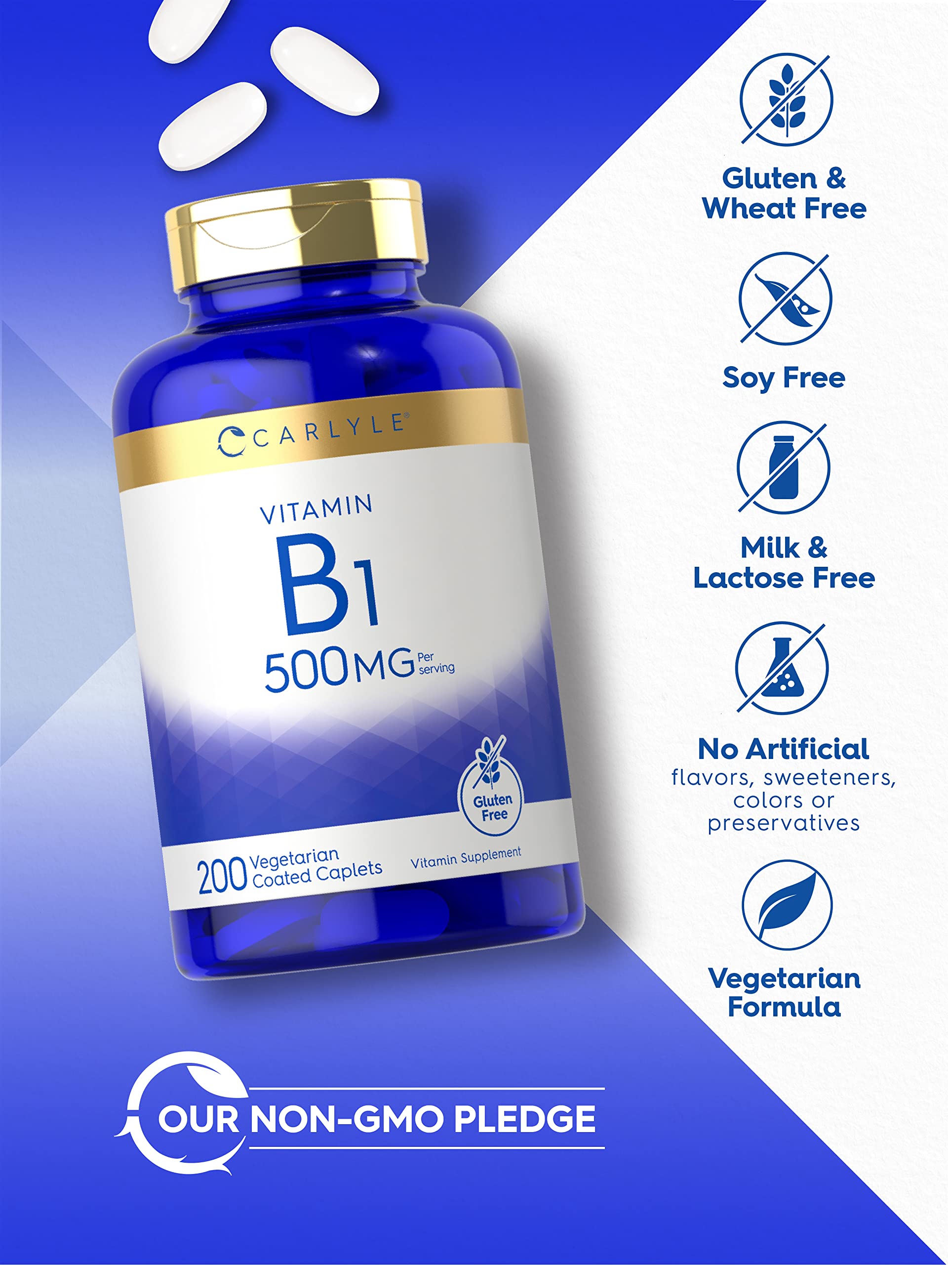 Carlyle B1 Thiamine 500mg caplets vegetarian formula