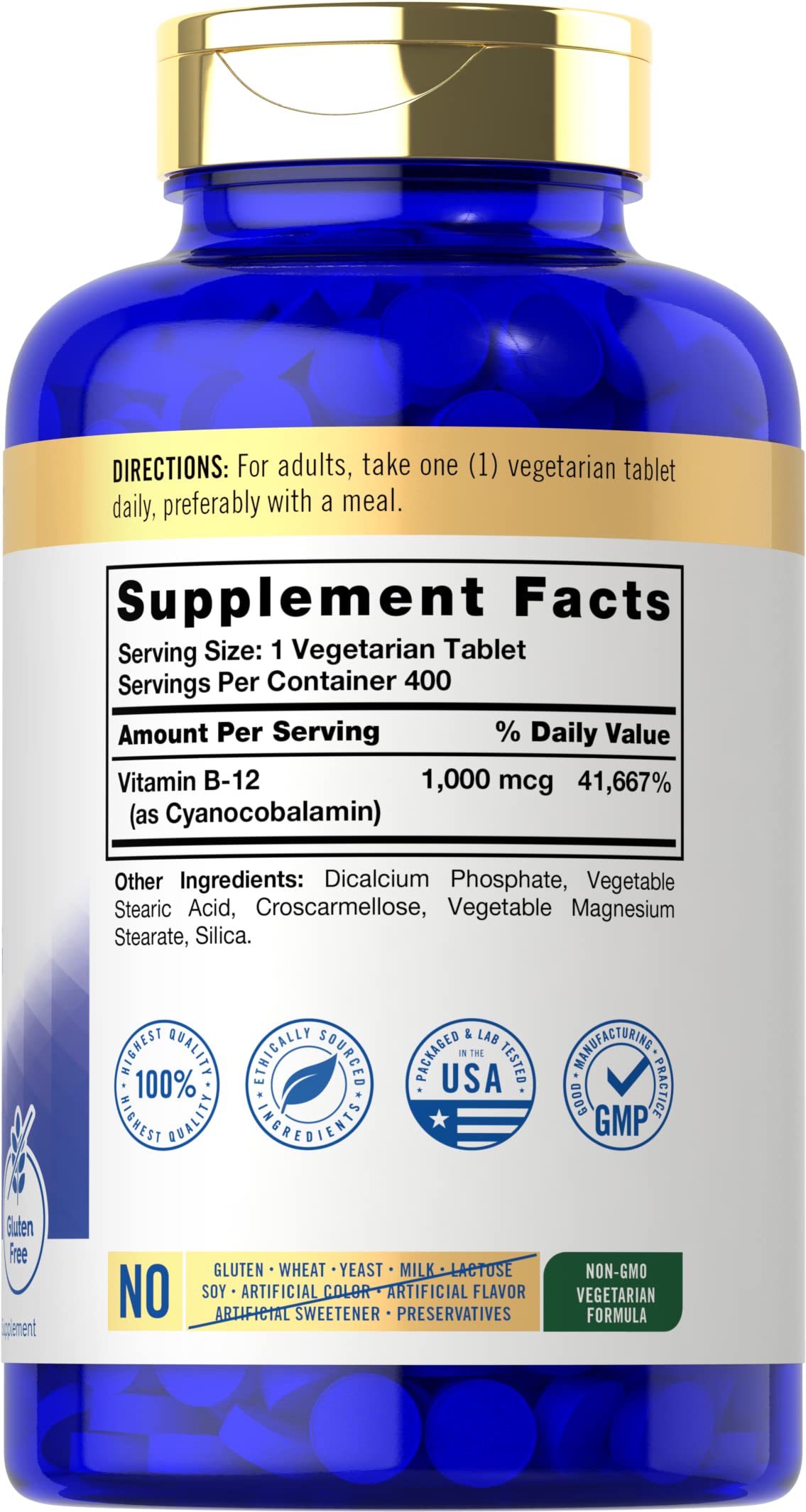 Carlyle B12 1000 supplement bottle side view