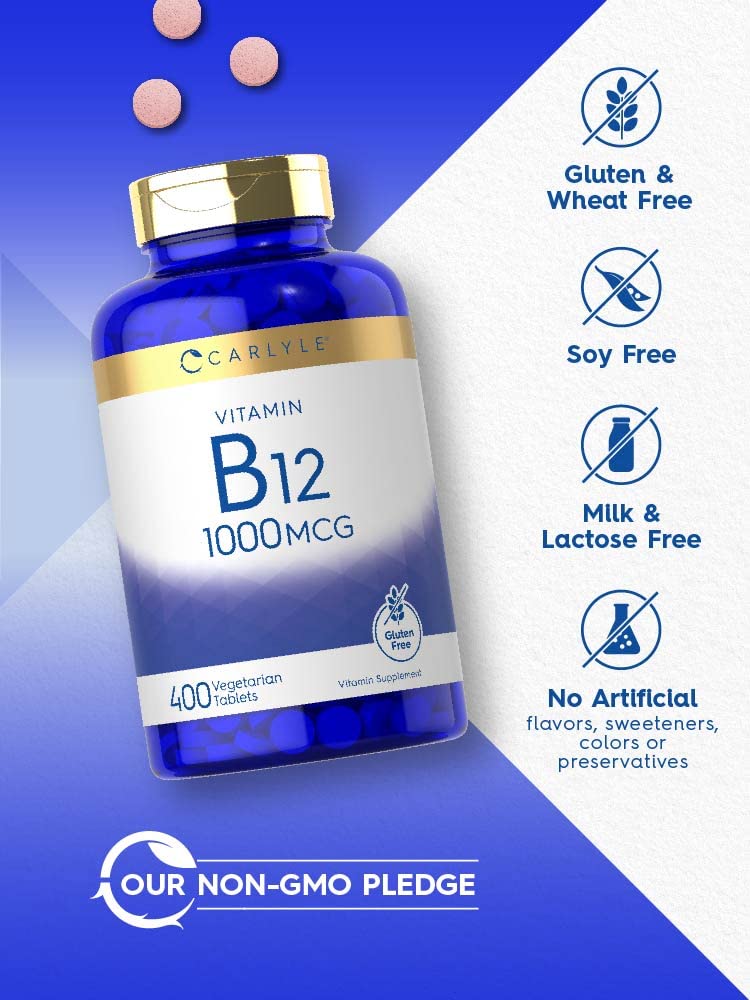 Carlyle B12 1000 supplement label close-up