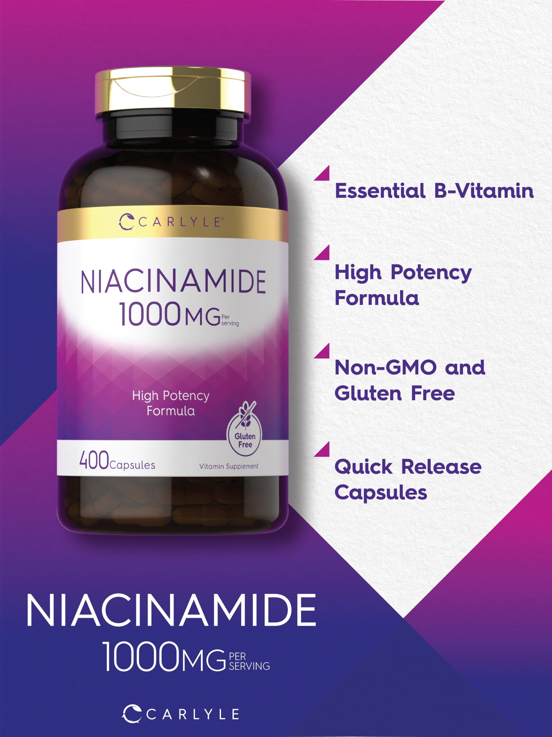 Carlyle B3 Niacin 1000mg capsules packaging