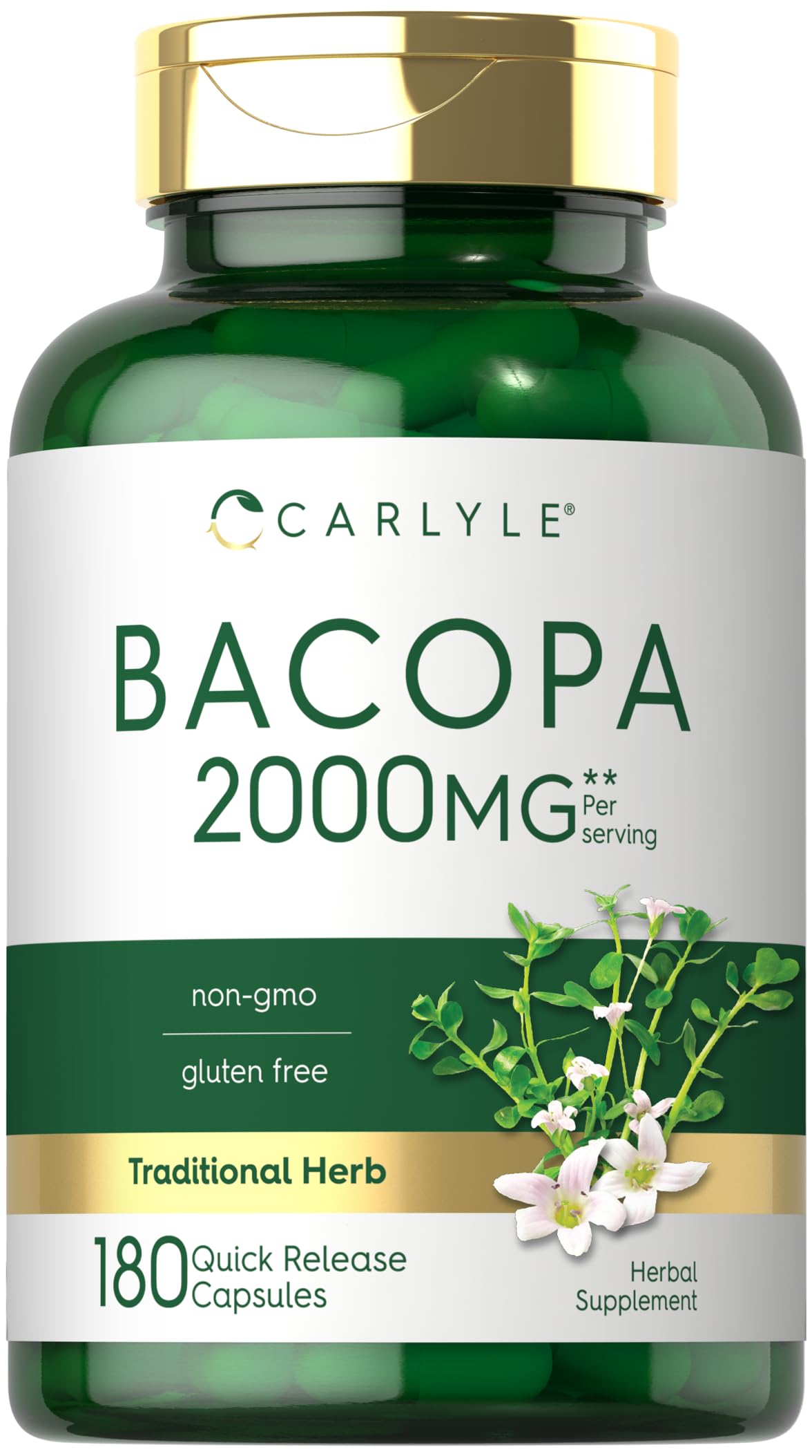 Carlyle Bacopa Monnieri Extract 500mg capsules front view