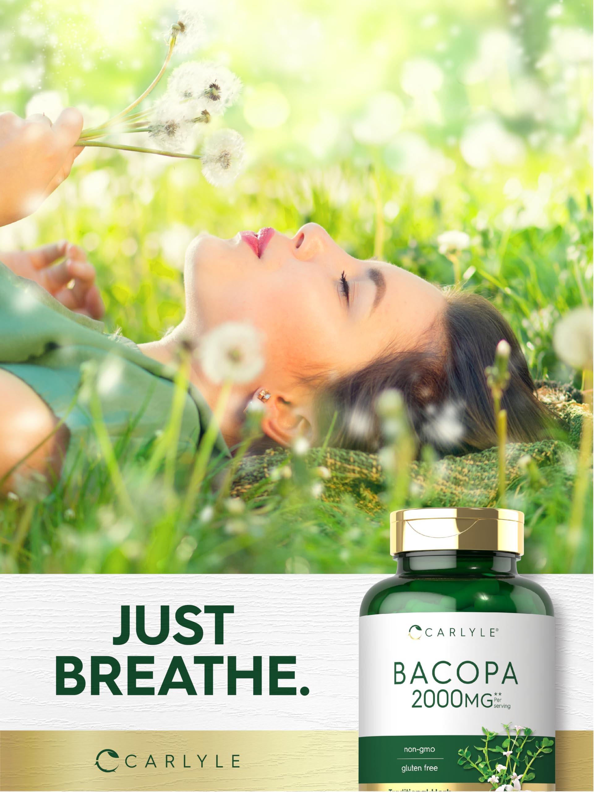 Carlyle Bacopa Monnieri Extract 500mg capsules with measuring spoon