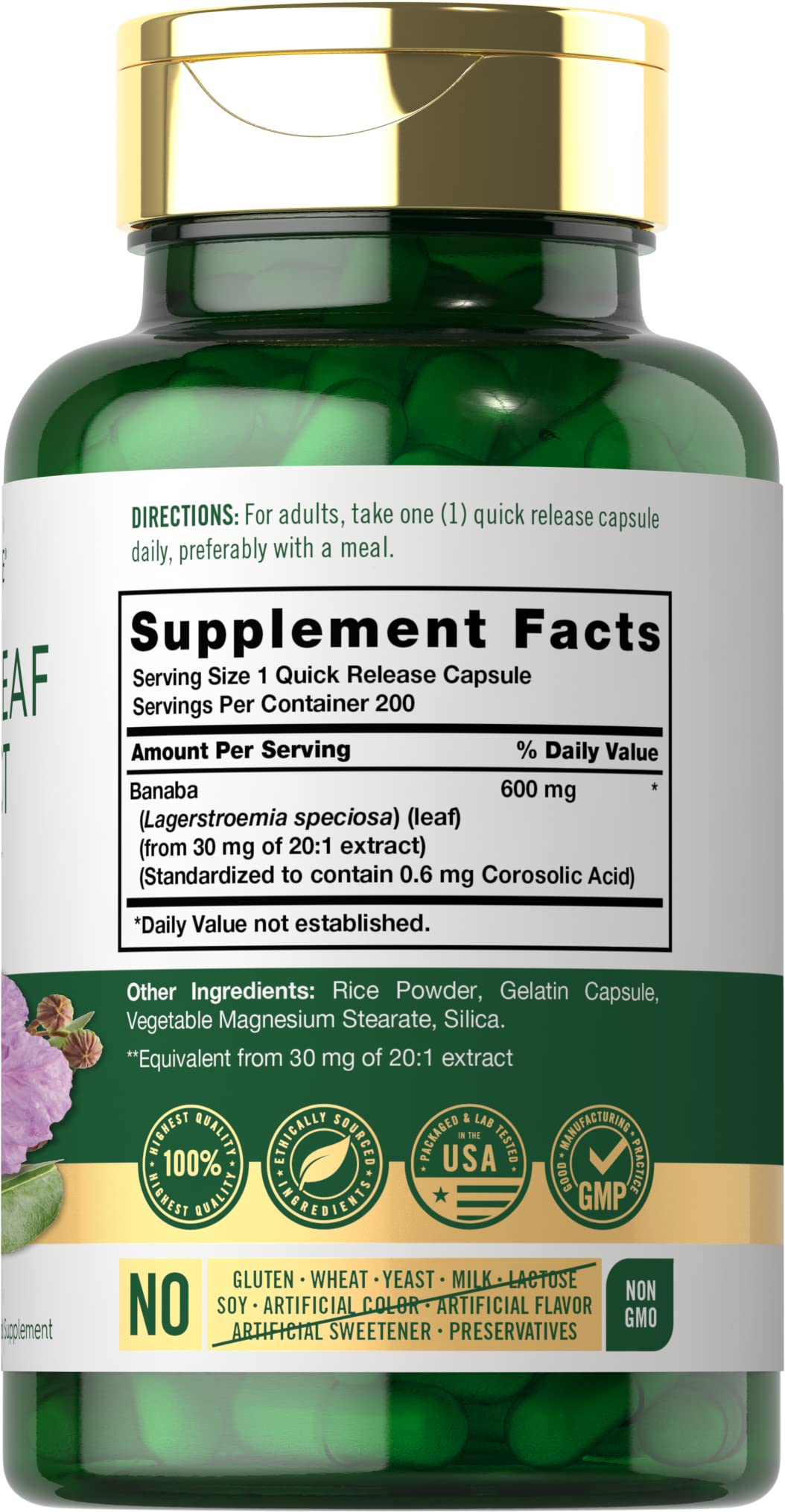 Carlyle Banaba Leaf Supplement capsules close-up