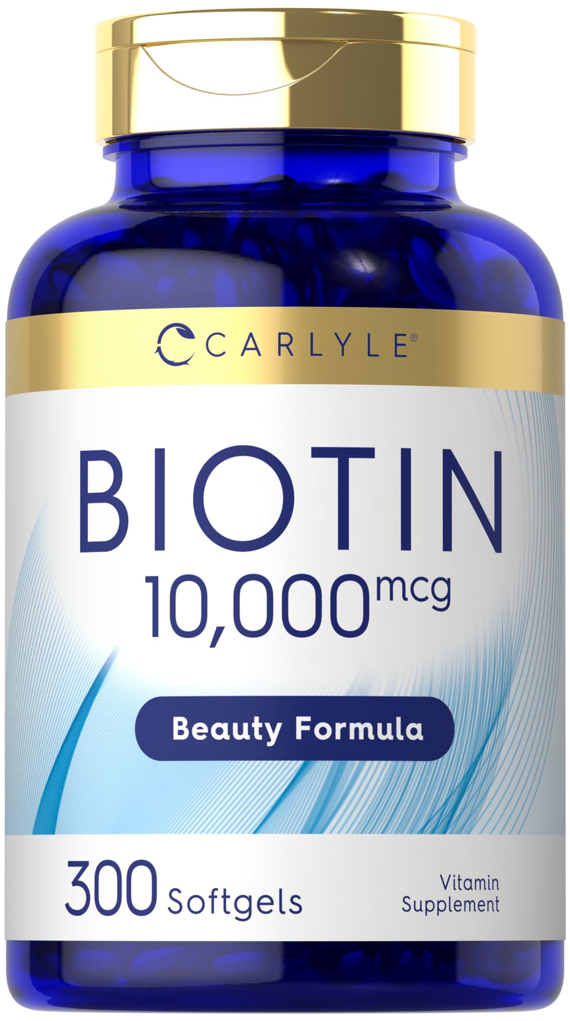 Carlyle Biotin 10,000mcg softgels bottle front view