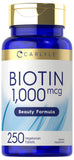 Carlyle Biotin 1000 Extra Strength Vegetarian Tablets front view