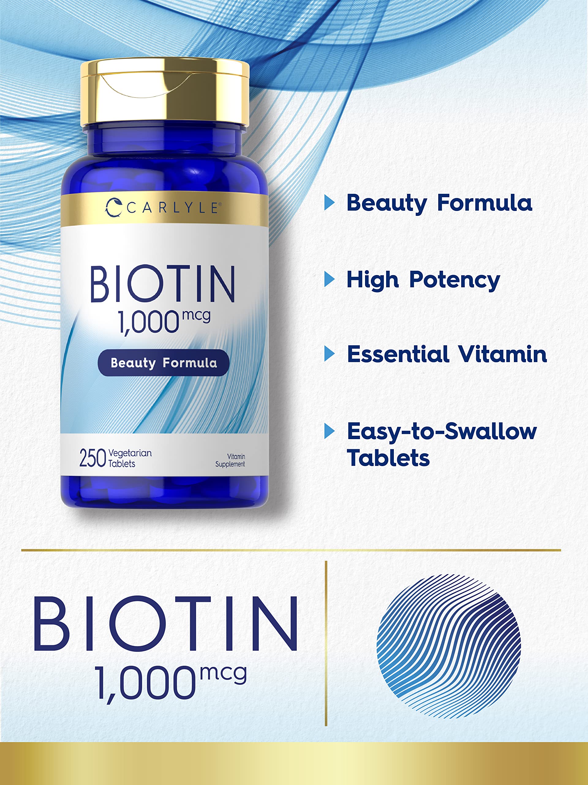 Carlyle Biotin 1000 Extra Strength Vegetarian Tablets packaging