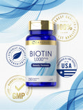 Carlyle Biotin 1000 Extra Strength Vegetarian Tablets with a measuring spoon