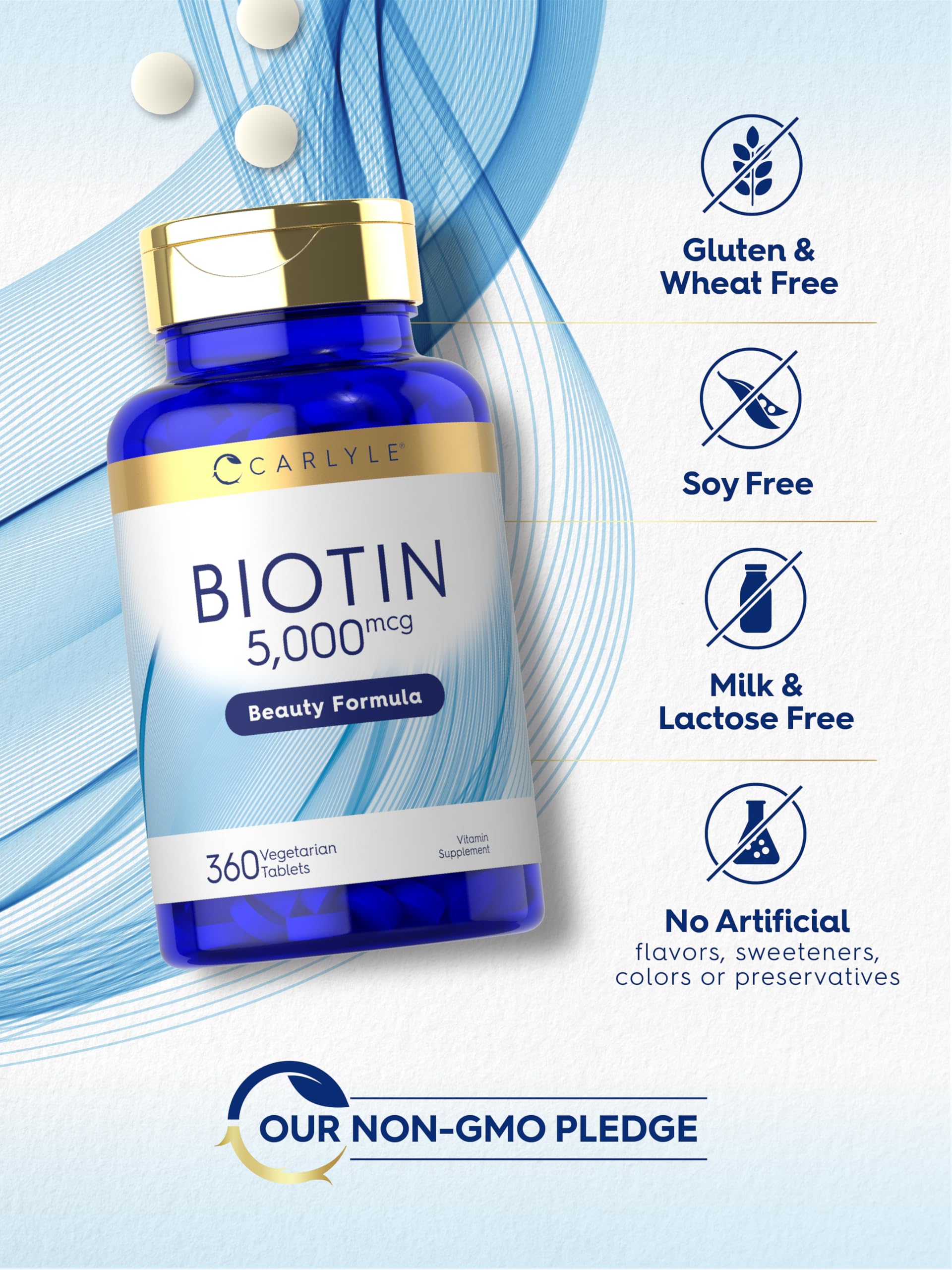 Carlyle Biotin 5000 mcg Extra Strength Tablets close-up of tablet