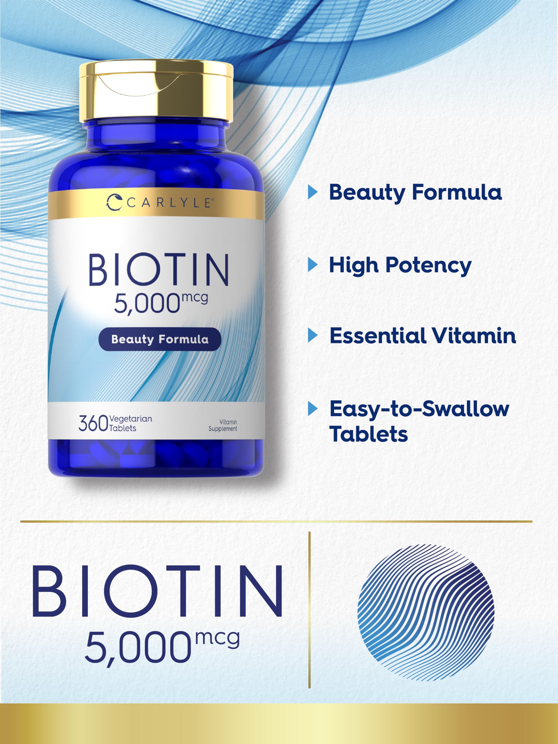 Carlyle Biotin 5000 mcg Extra Strength Tablets packaging
