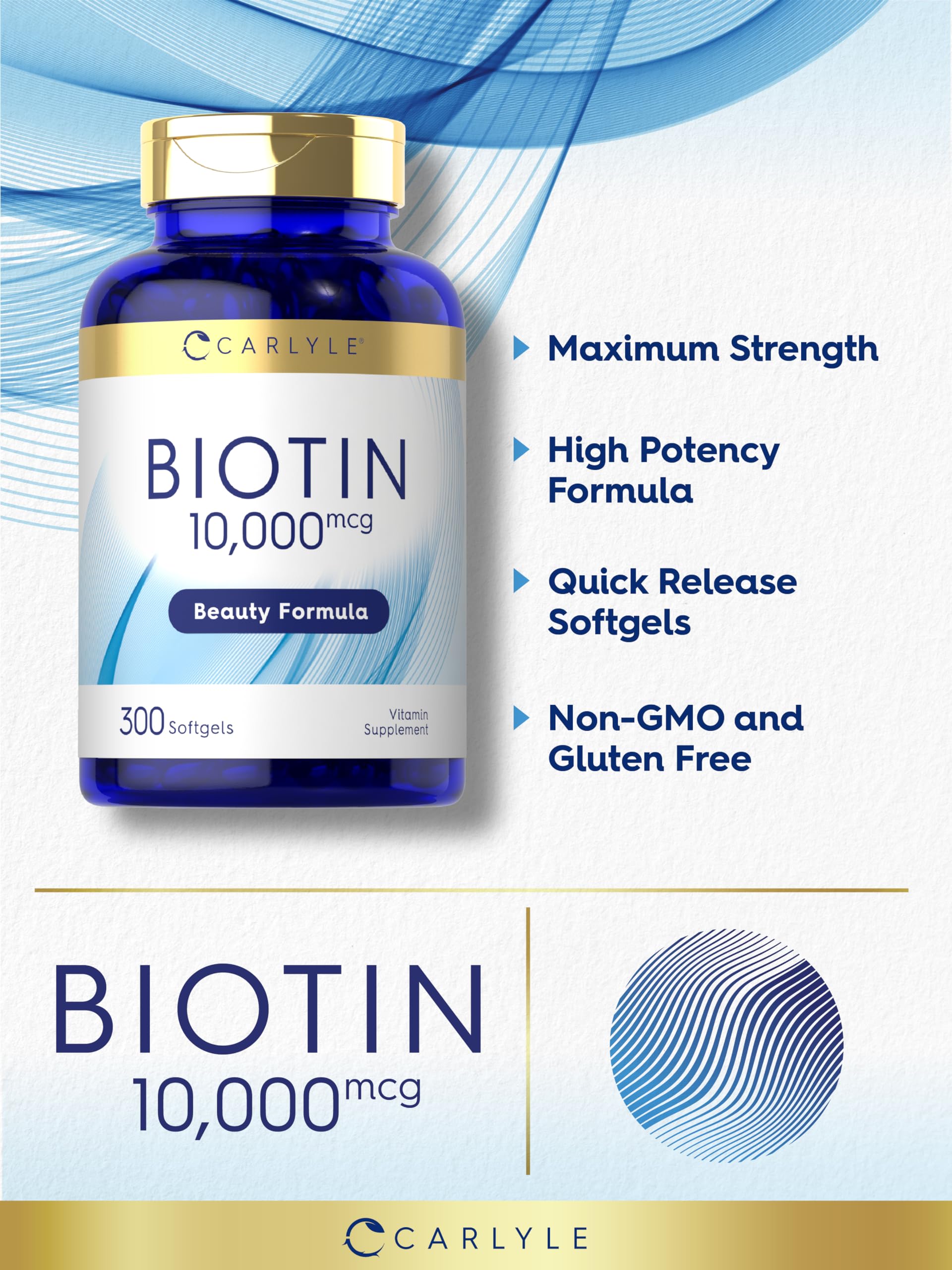 Carlyle Biotin softgels packaging dimensions