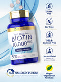 Carlyle Biotin tablets ingredients list on back of packaging