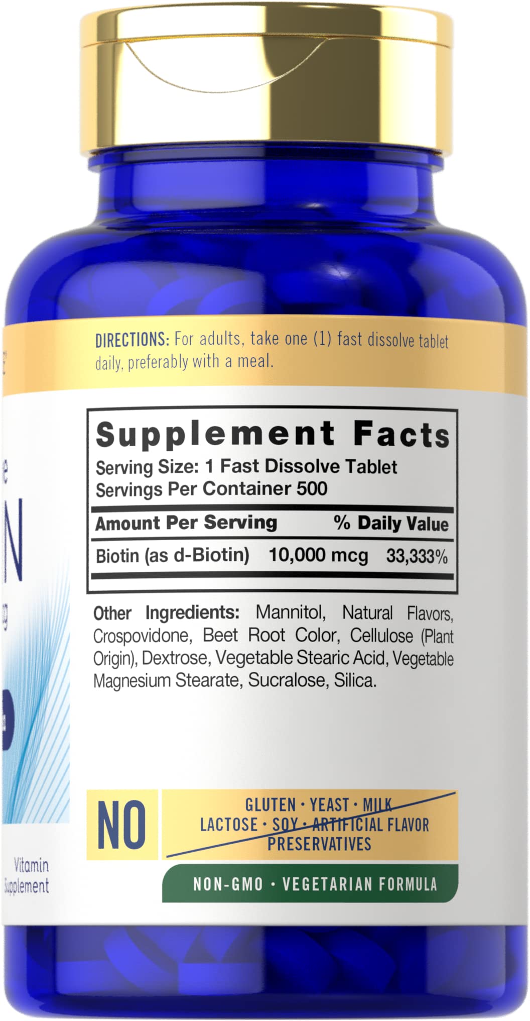 Carlyle Biotin tablets packaging with berry flavour description