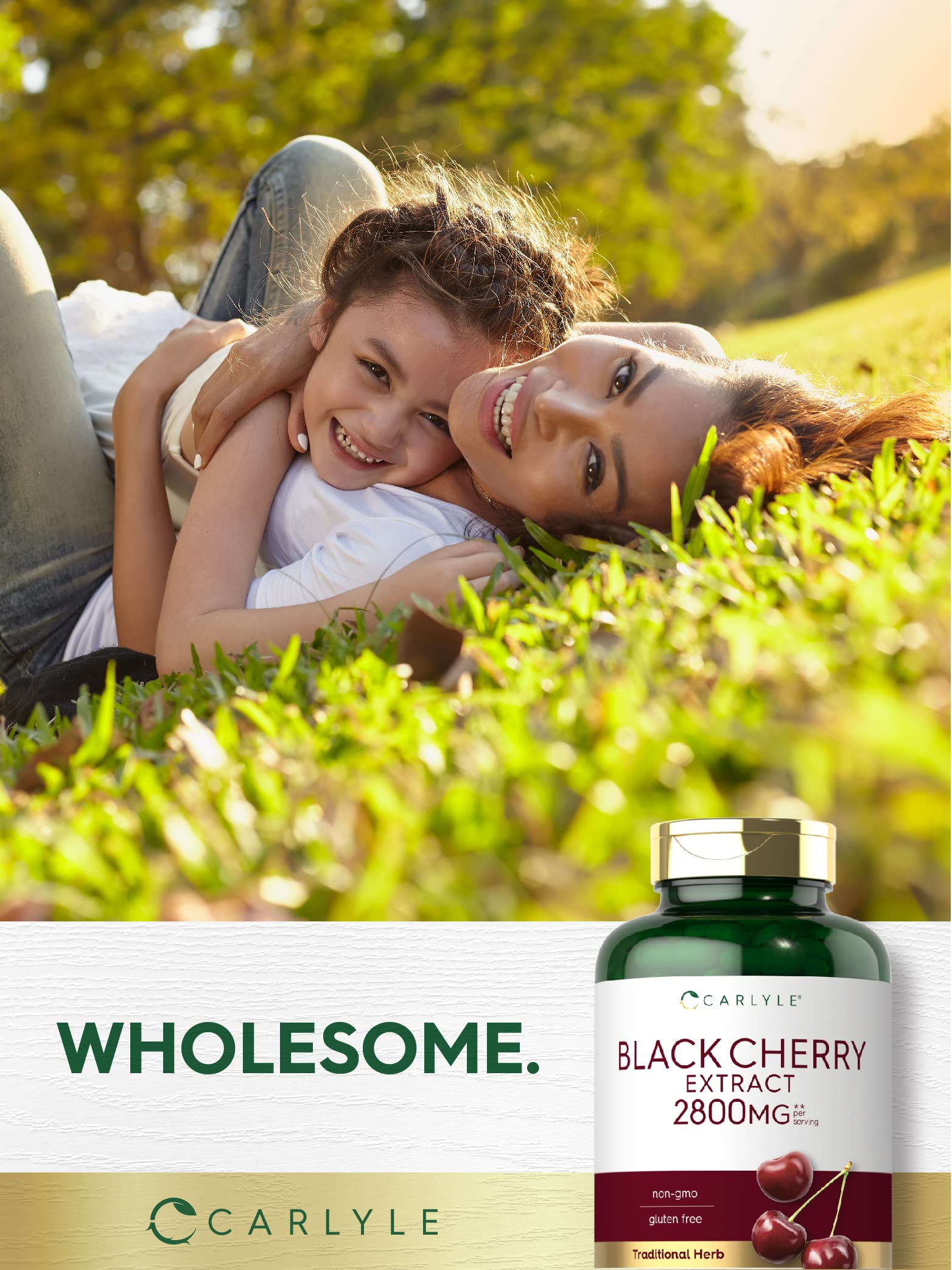 Carlyle Black Cherry Extract capsules in a clear glass