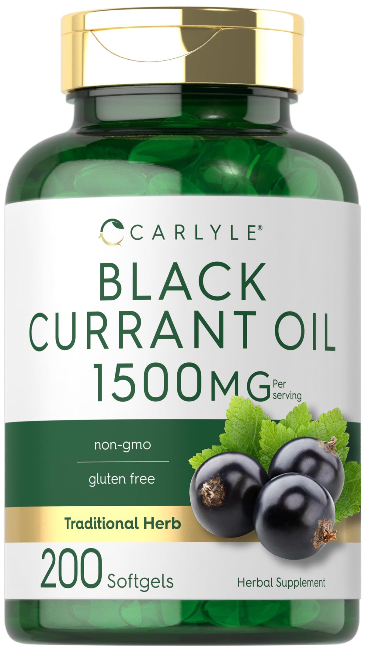 Carlyle Black Currant Oil 1500mg softgel bottle front view