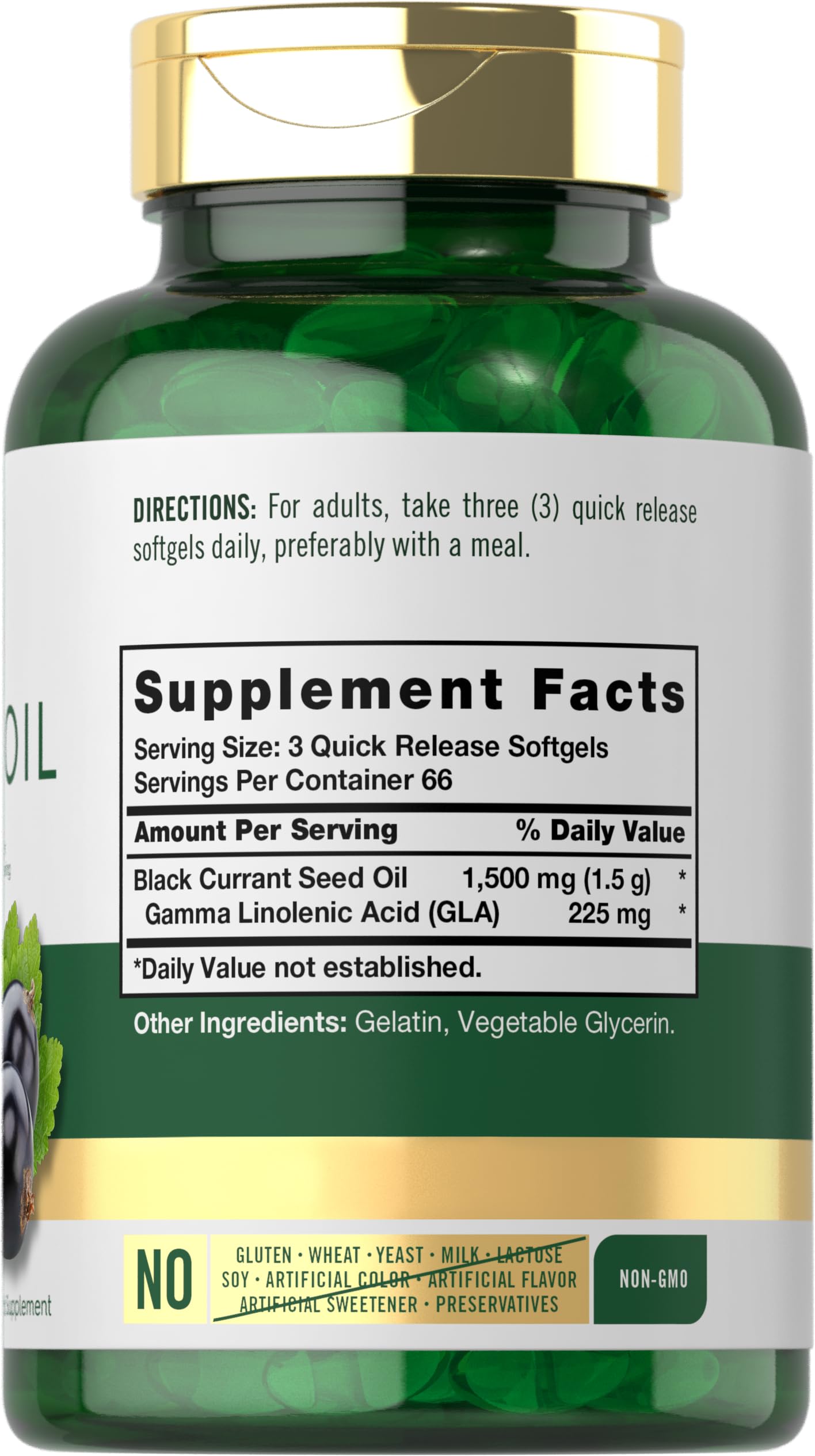 Carlyle Black Currant Oil softgels close-up