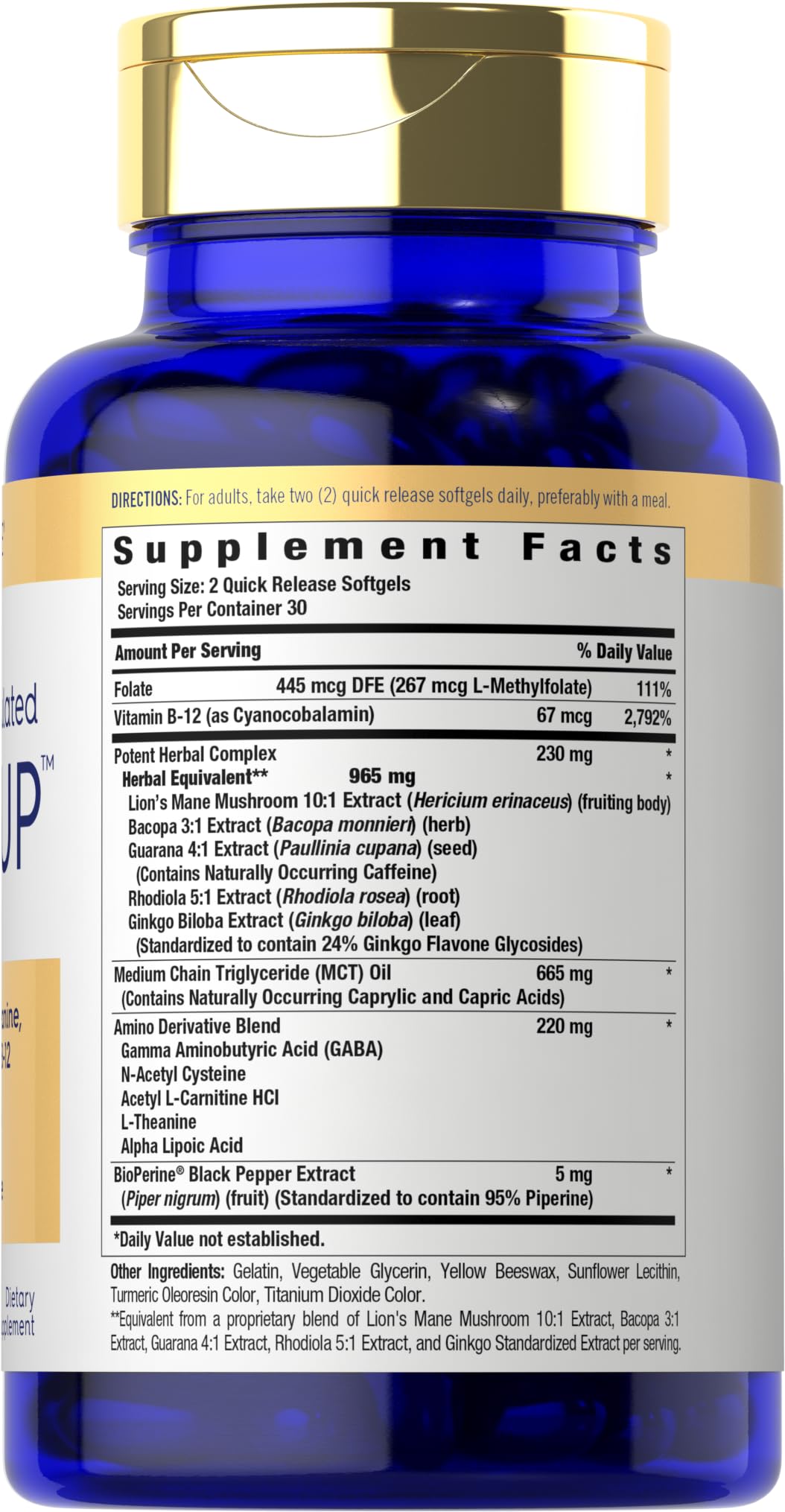 Carlyle Blended Vitamin & Mineral Supplement 92g softgels side view