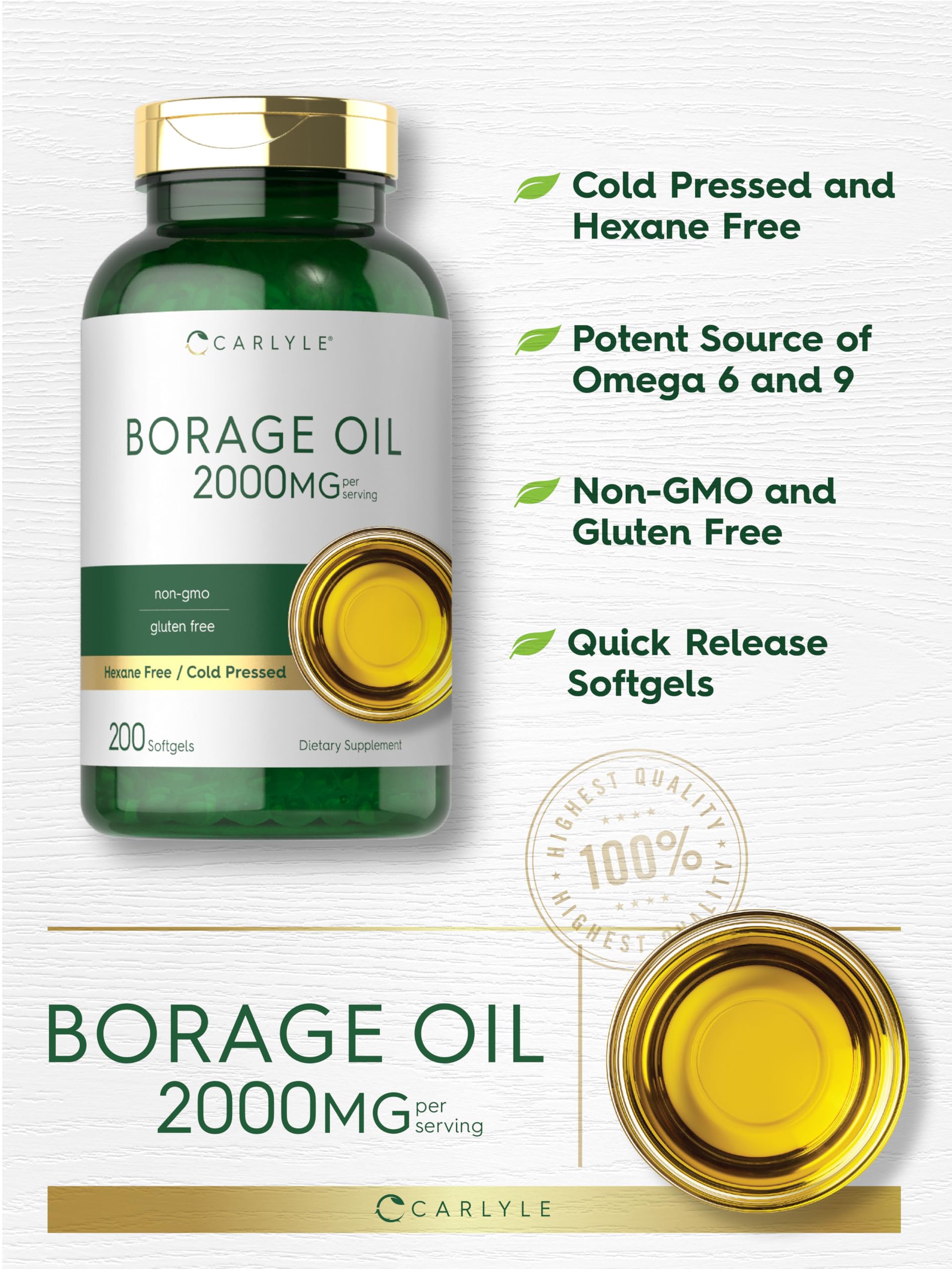 Carlyle Borage Oil Omega-6 Softgels softgel close-up
