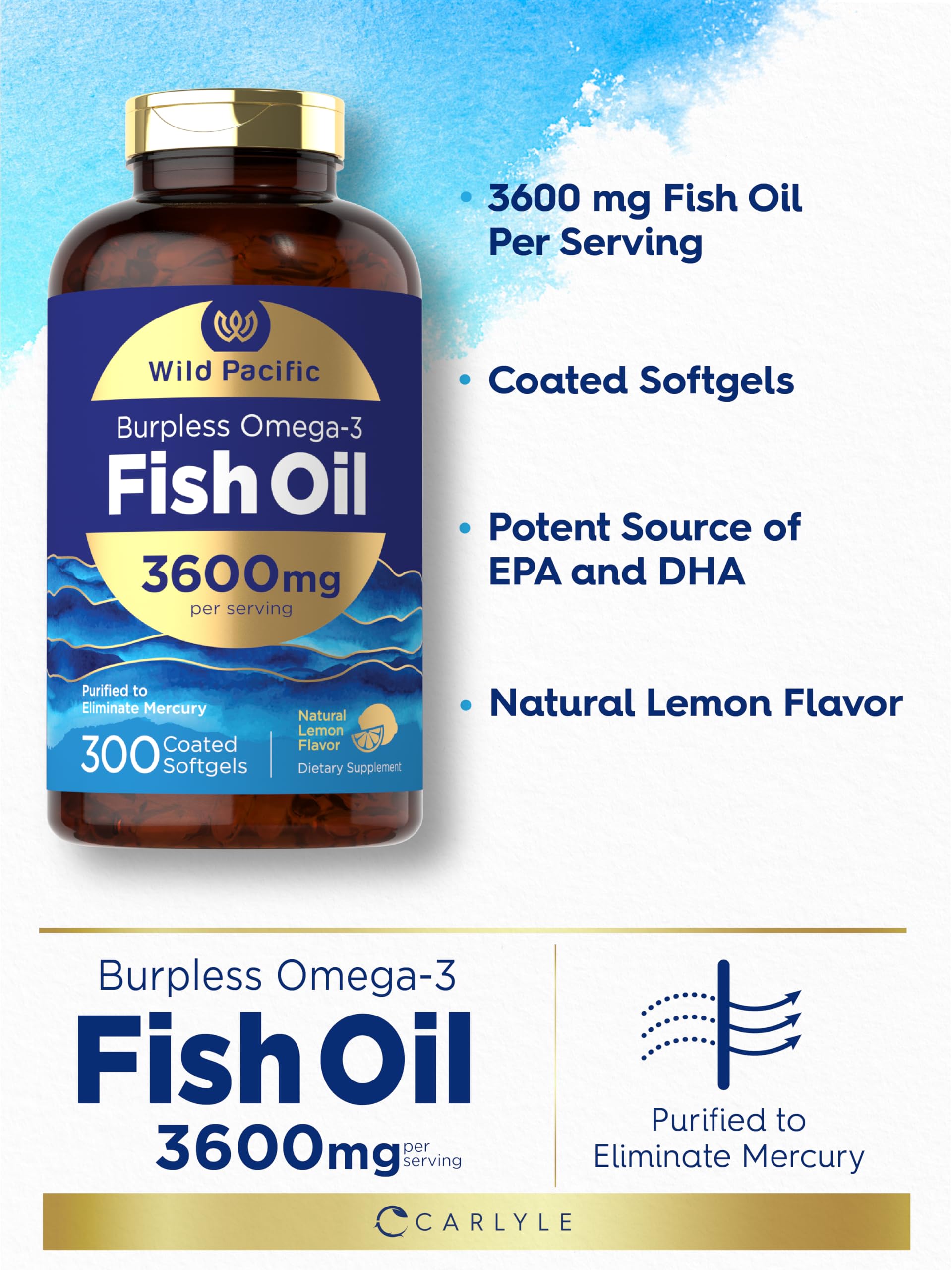 Carlyle Burpless Omega-3 Fish Oil softgel close-up