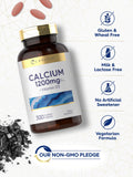 Carlyle Calcium + D3 caplets displayed with a glass of water