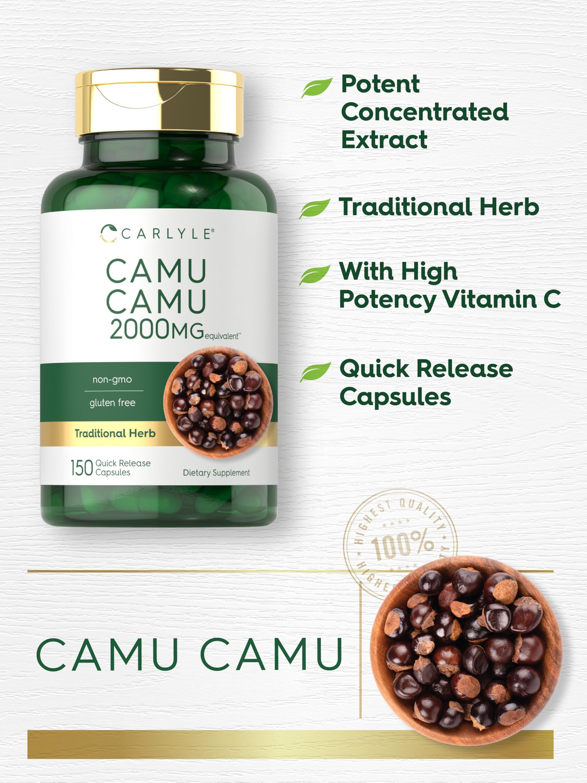 Carlyle Camu Camu Capsules packaging side view