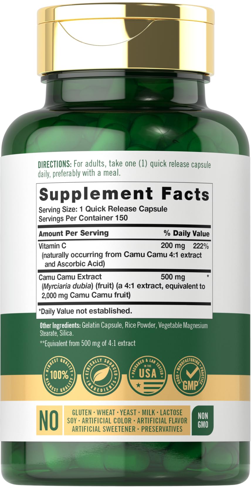 Carlyle Camu Camu Capsules showing capsule size