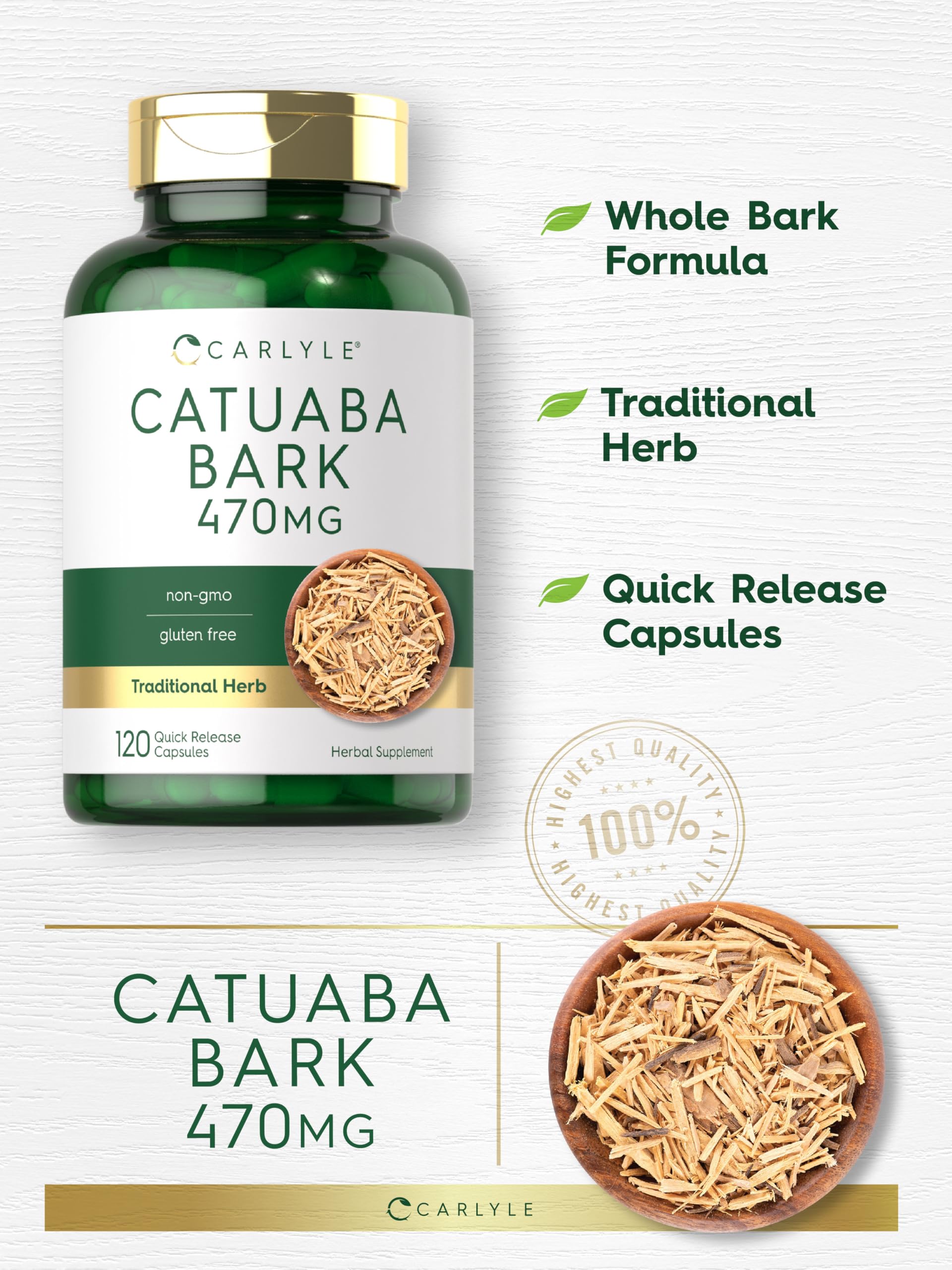 Carlyle Catuaba Bark supplement bottle side view