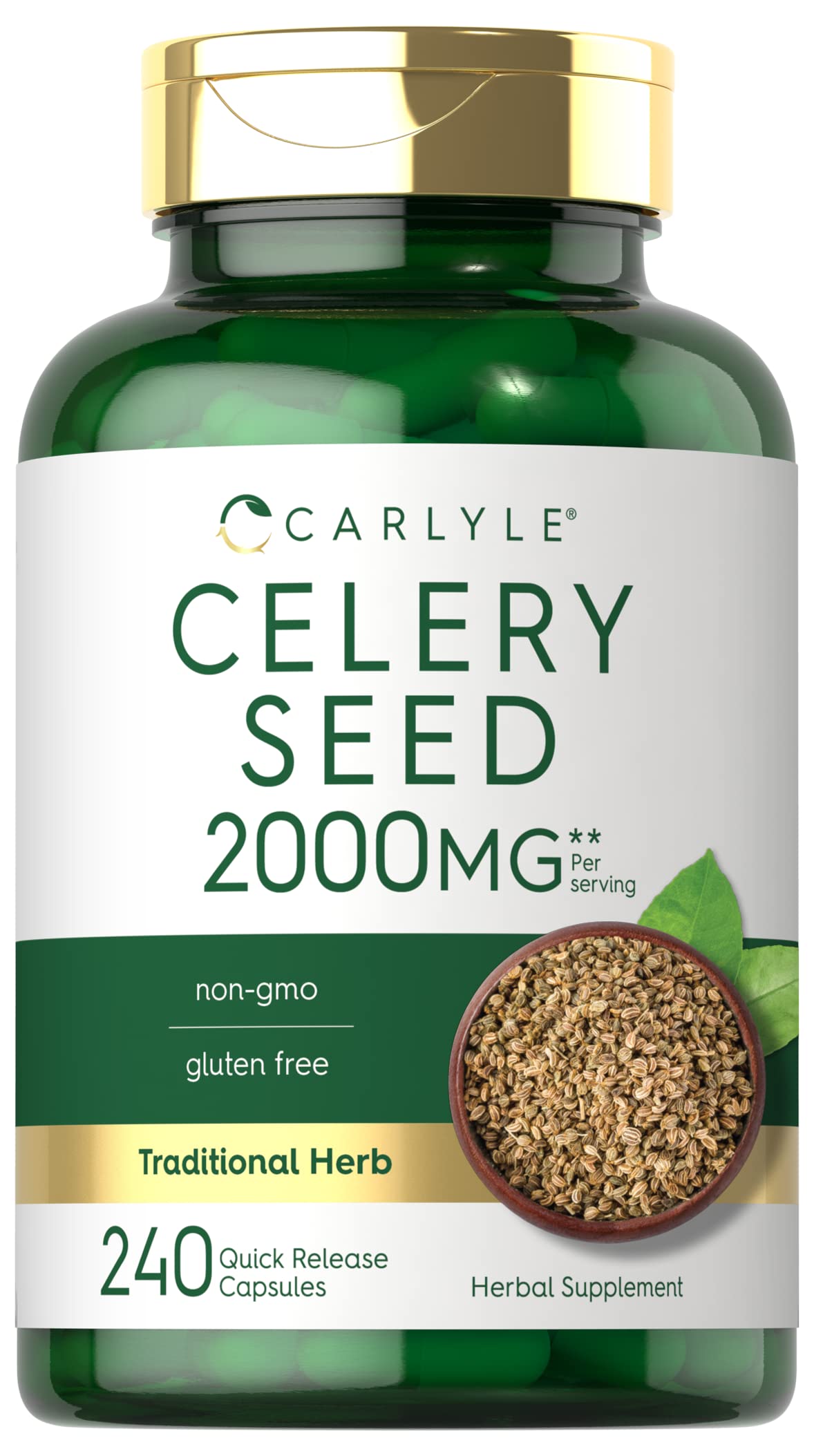 Carlyle Celery Seed Capsules 175g front view with bottle label