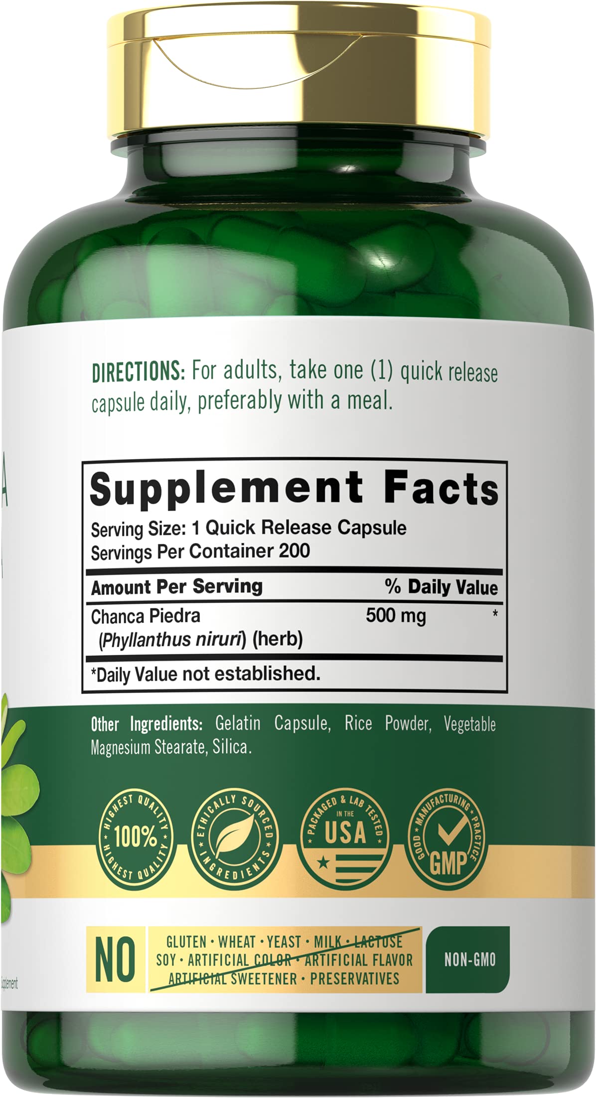 Carlyle Chanca Piedra bottle with 100 capsules
