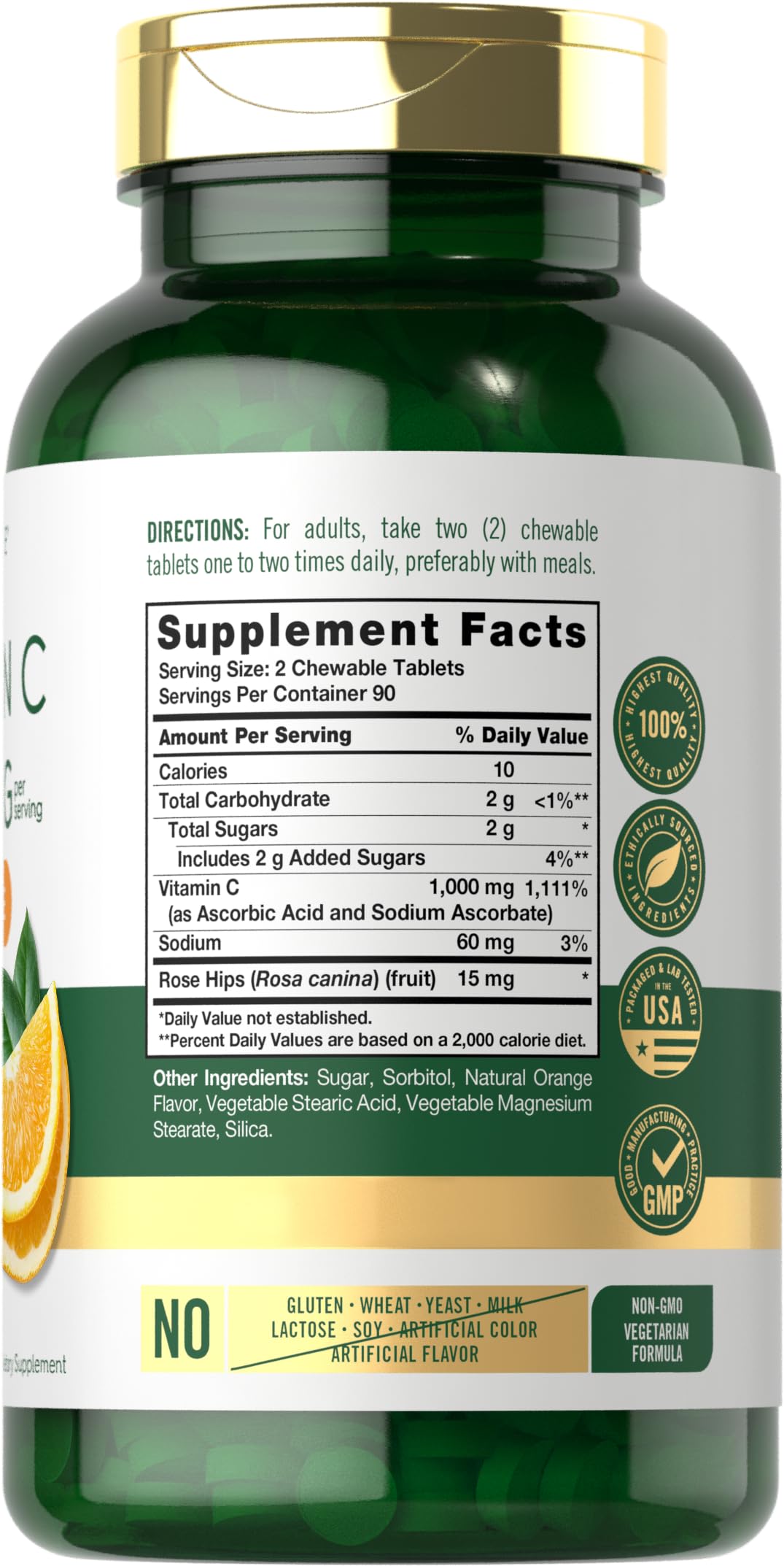 Carlyle Chewable Vitamin C 1000mg packaging side view