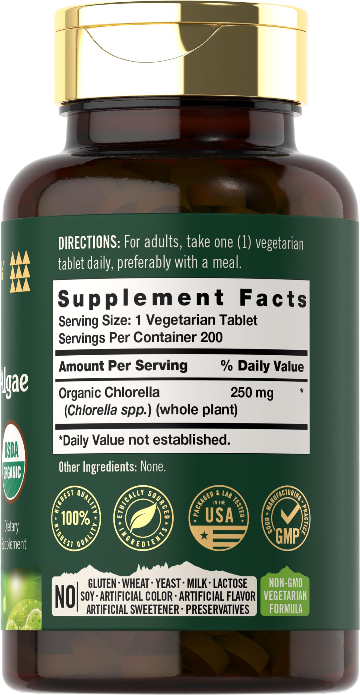 Carlyle Chlorella Tablets 250mg back view