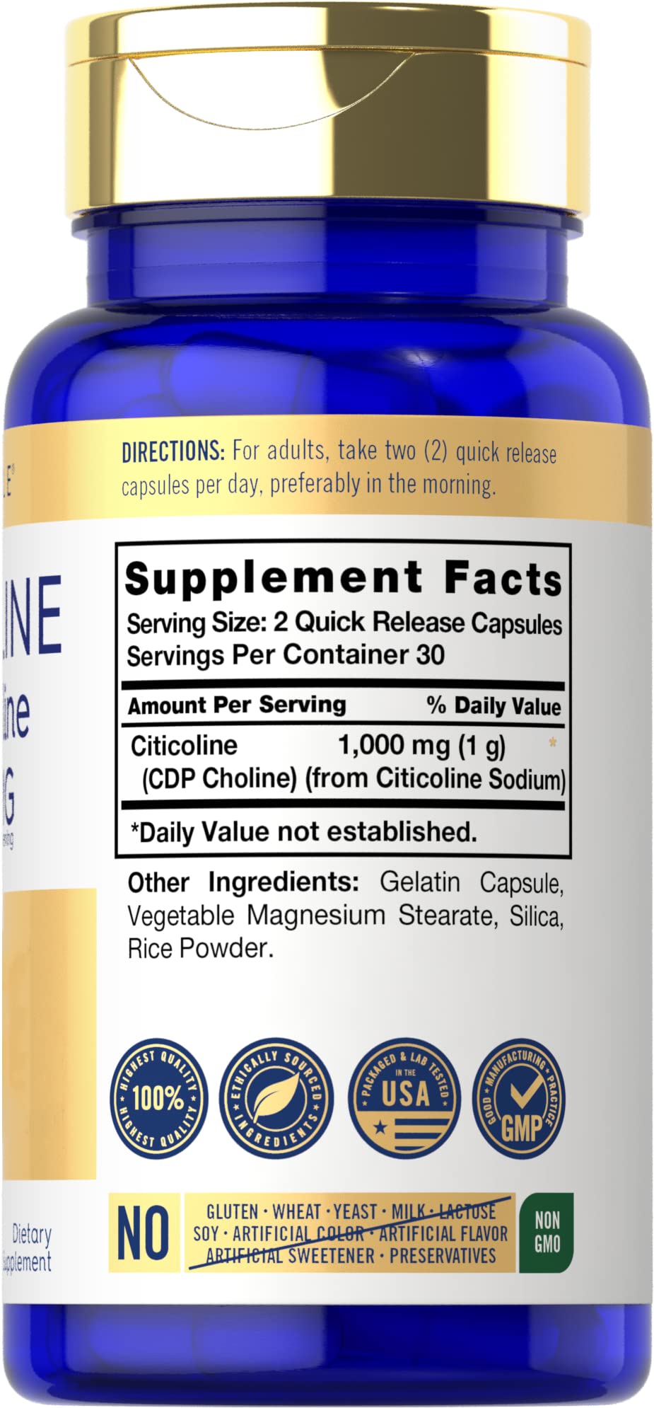 Carlyle Citicoline Elite 1000mg capsules side view