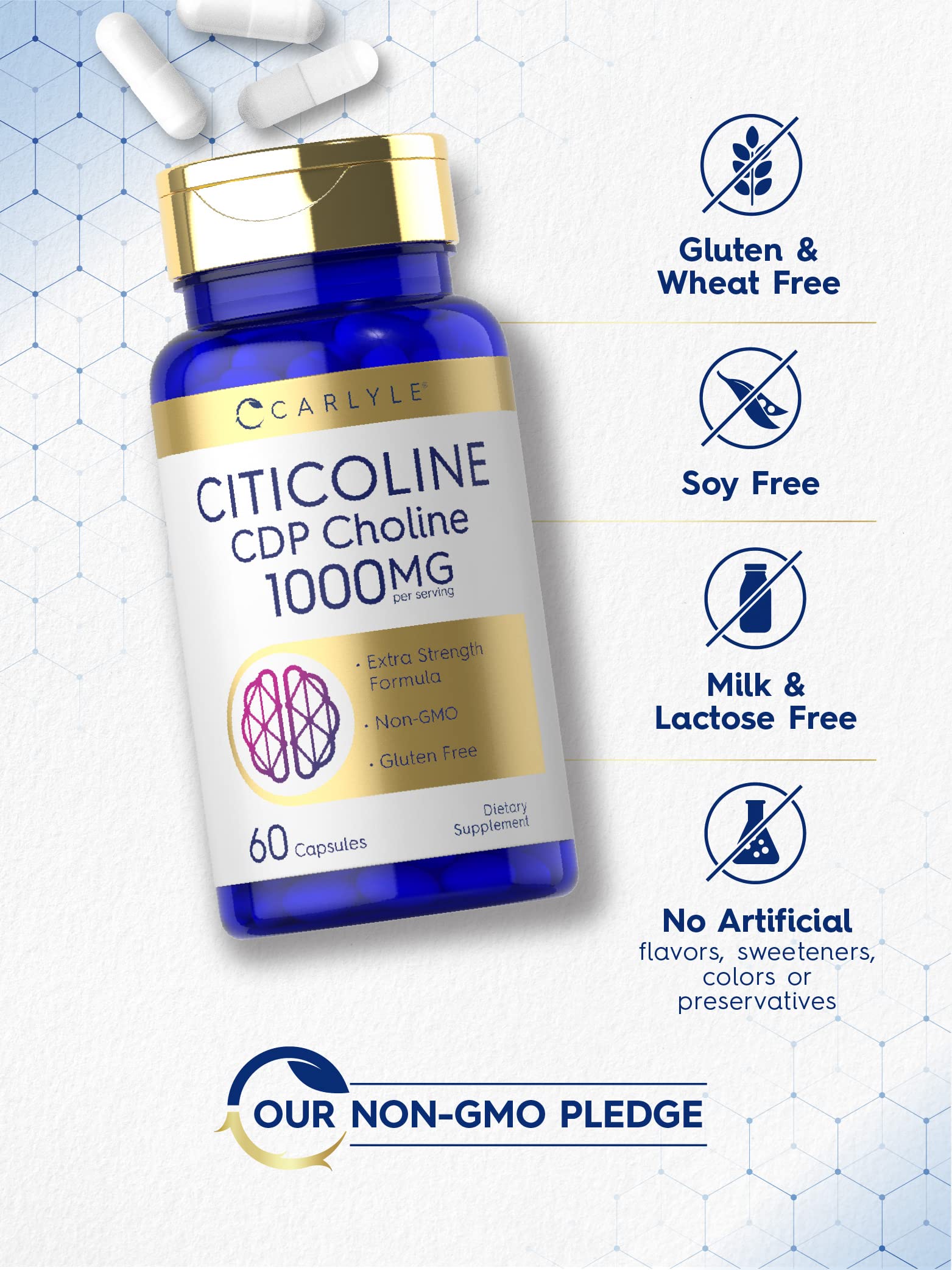 Carlyle Citicoline Elite capsules in a hand