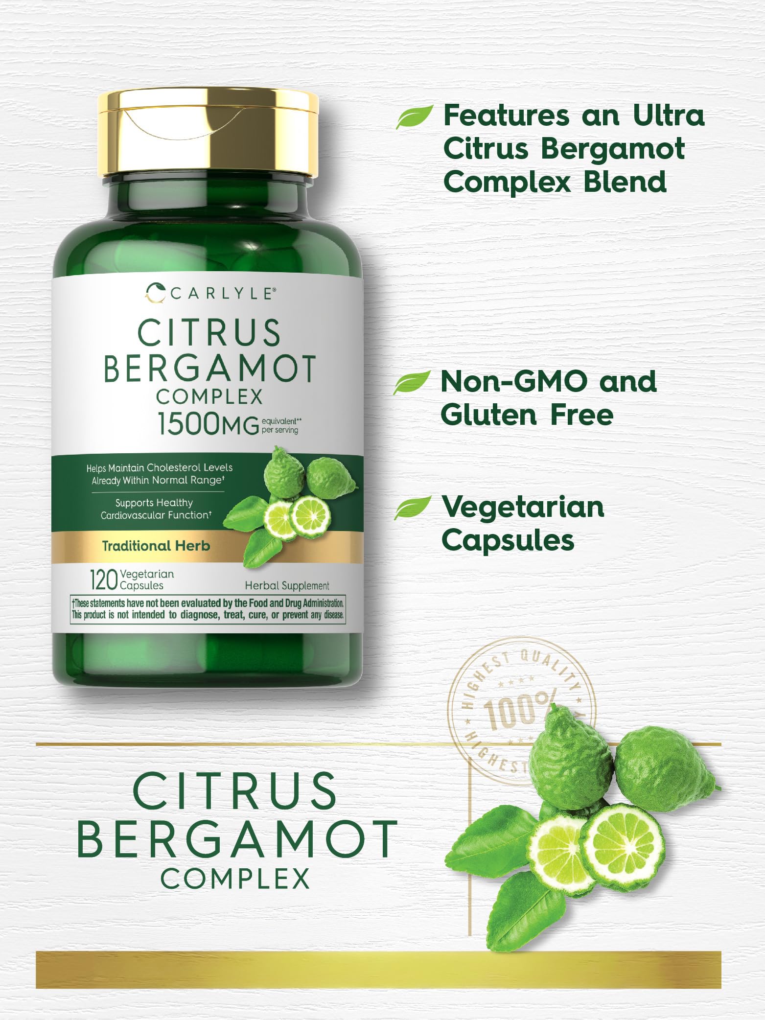 Carlyle Citrus Bergamot Complex back label showing ingredients