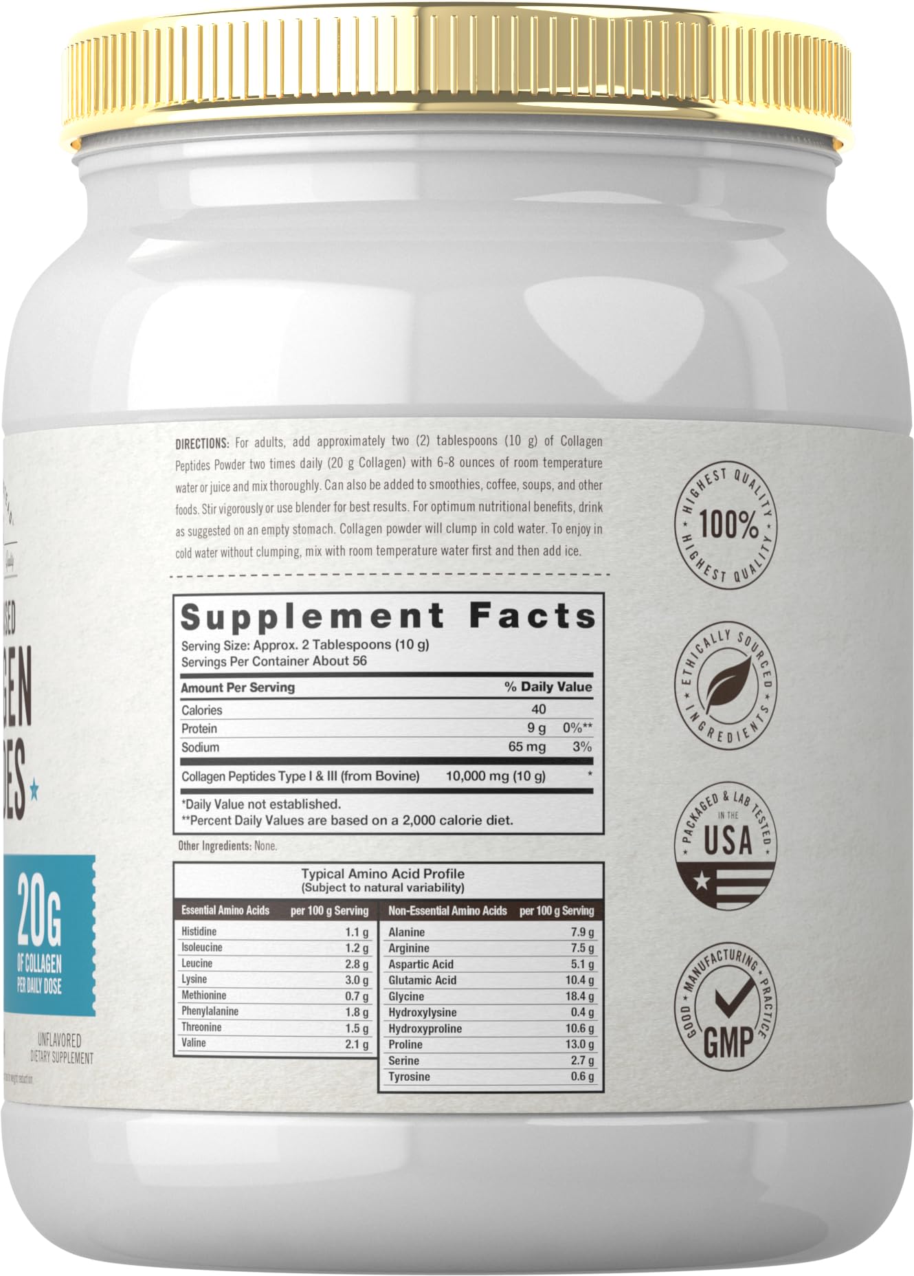 Carlyle Collagen Peptides Powder packaging side view